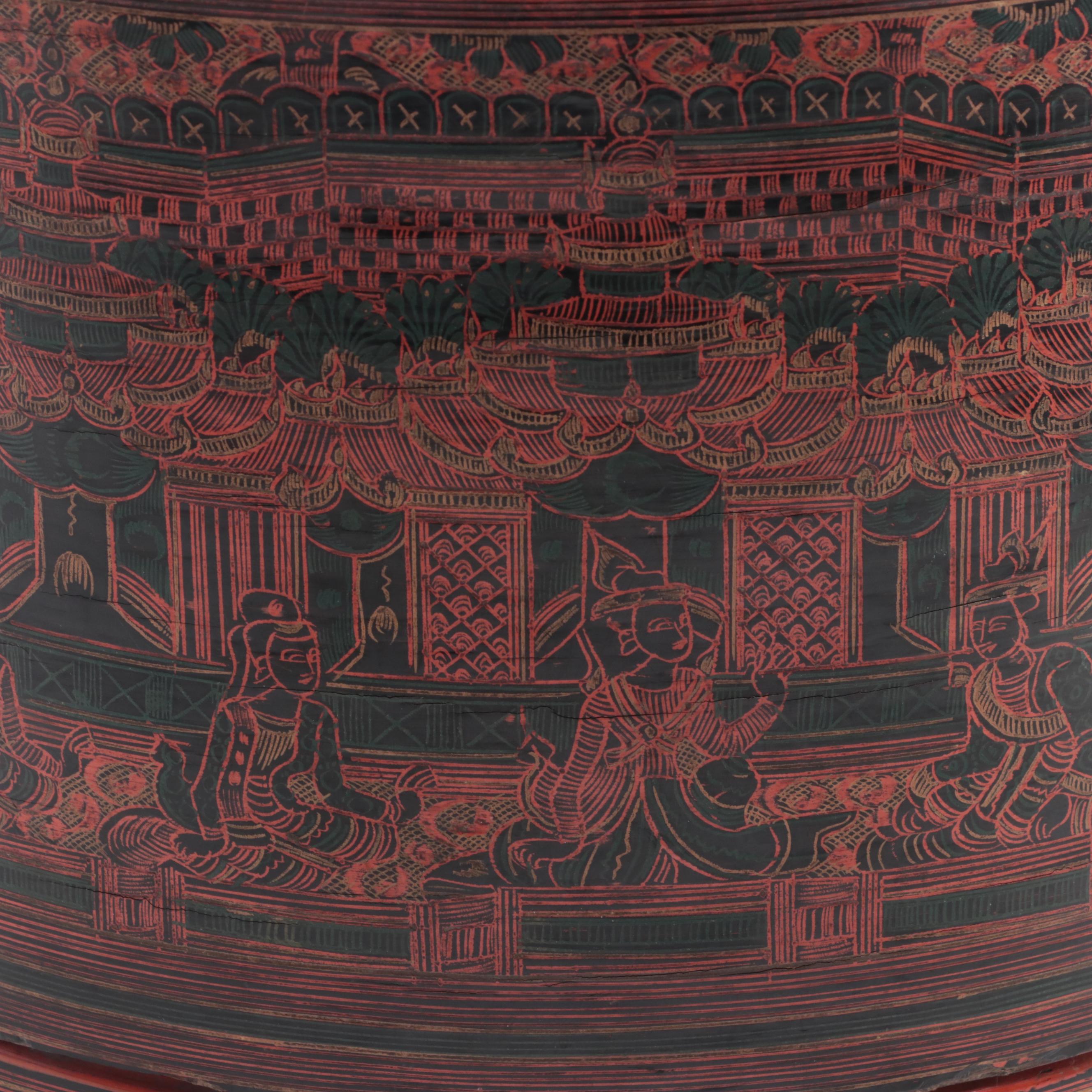 Burmese Hand-Decorated Betel Box, Circa 1910