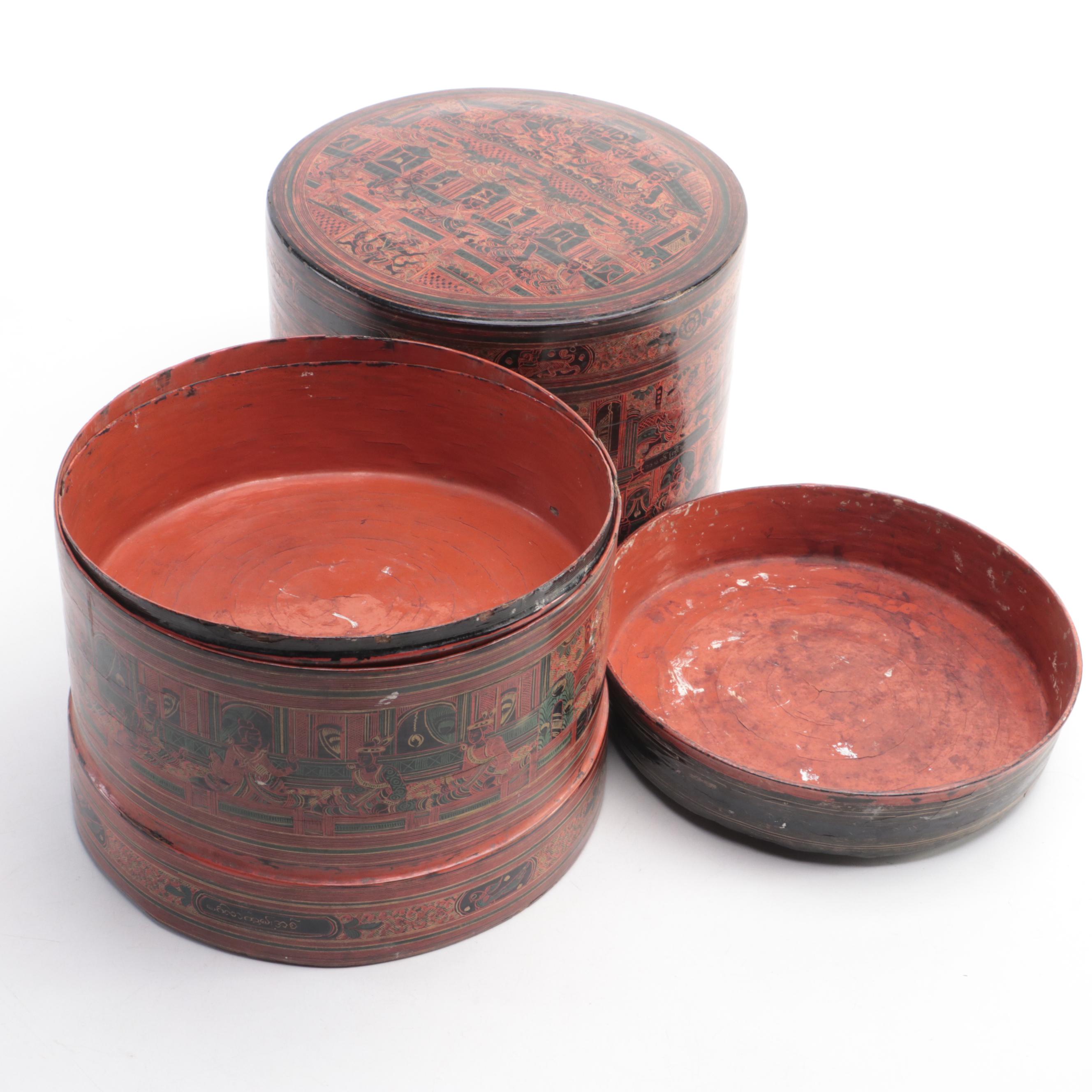 Burmese Hand-Decorated Betel Box, Circa 1910