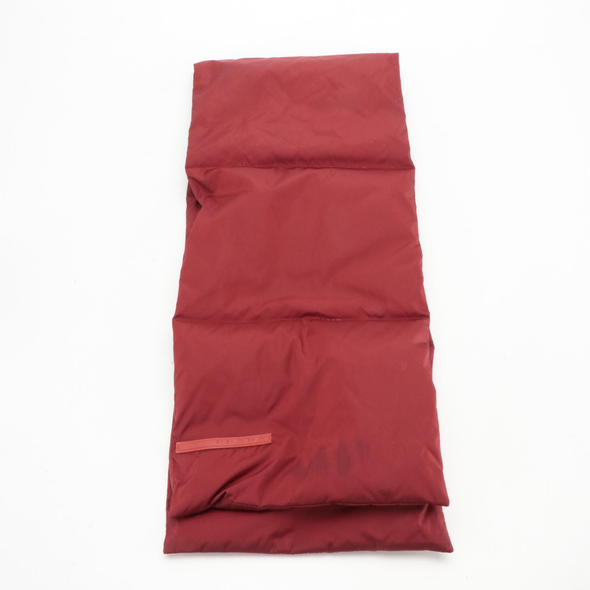 Prada Linea Rossa Down Puffer Scarf in Red Nylon