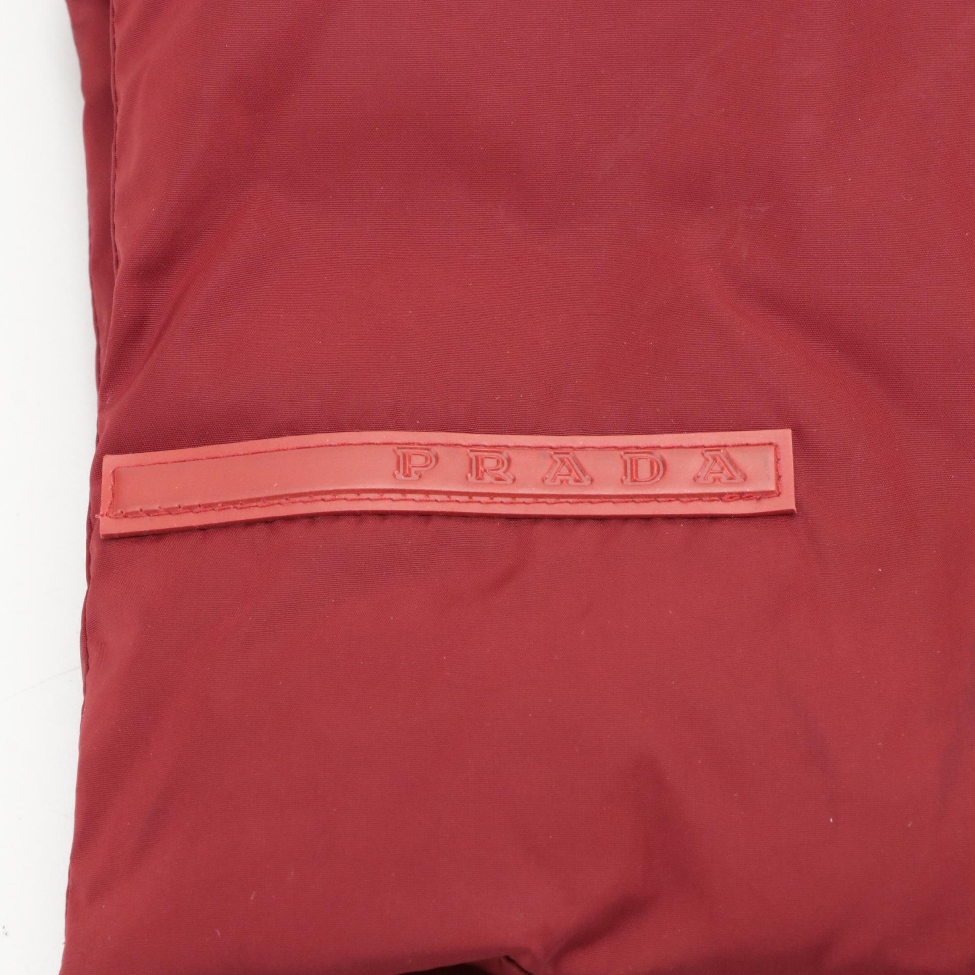 Prada Linea Rossa Down Puffer Scarf in Red Nylon
