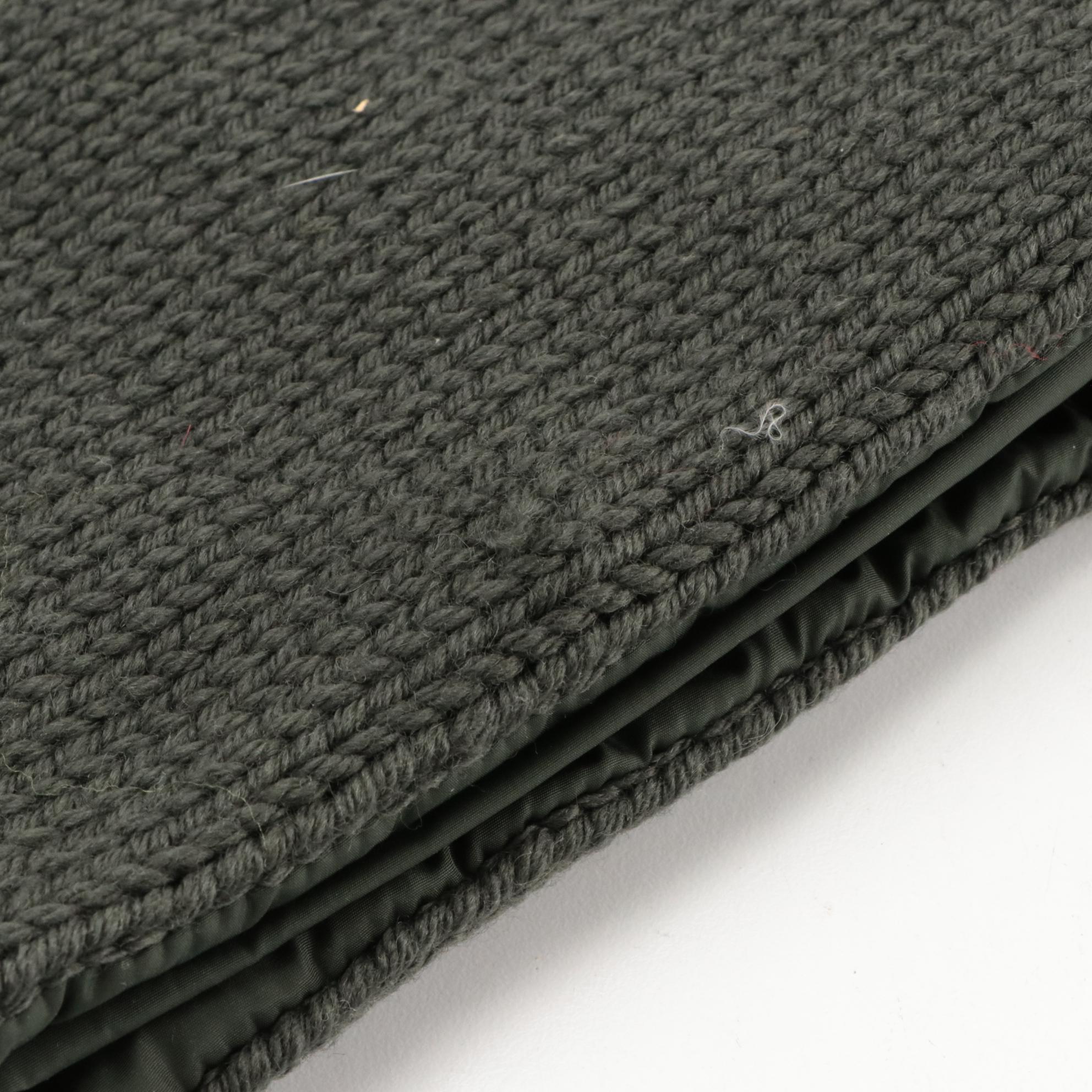 Prada Reversible Knit Scarf in Green Wool and Polyamide