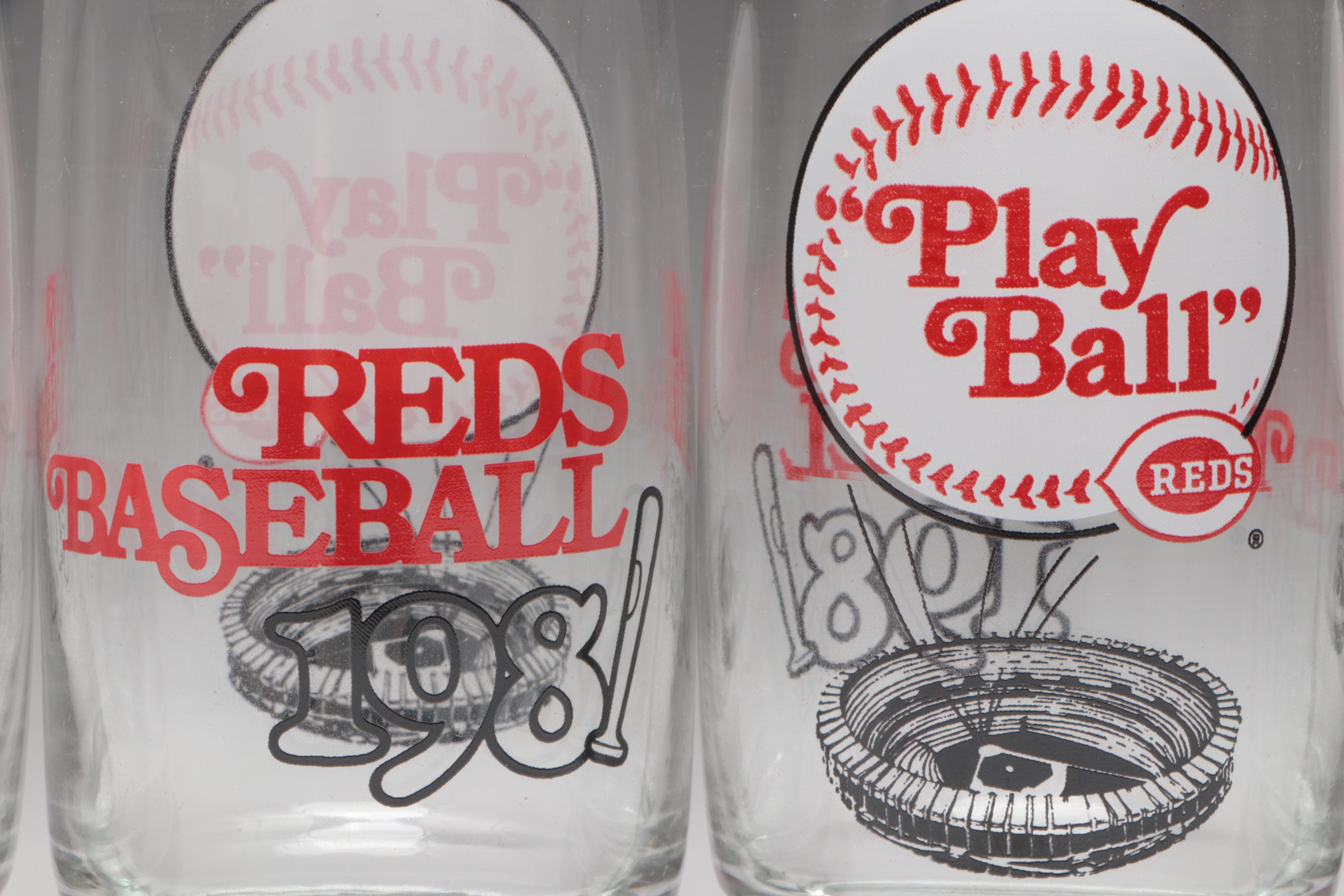 1981 Cincinnati Reds Play Ball Baseball Drinking Glasses