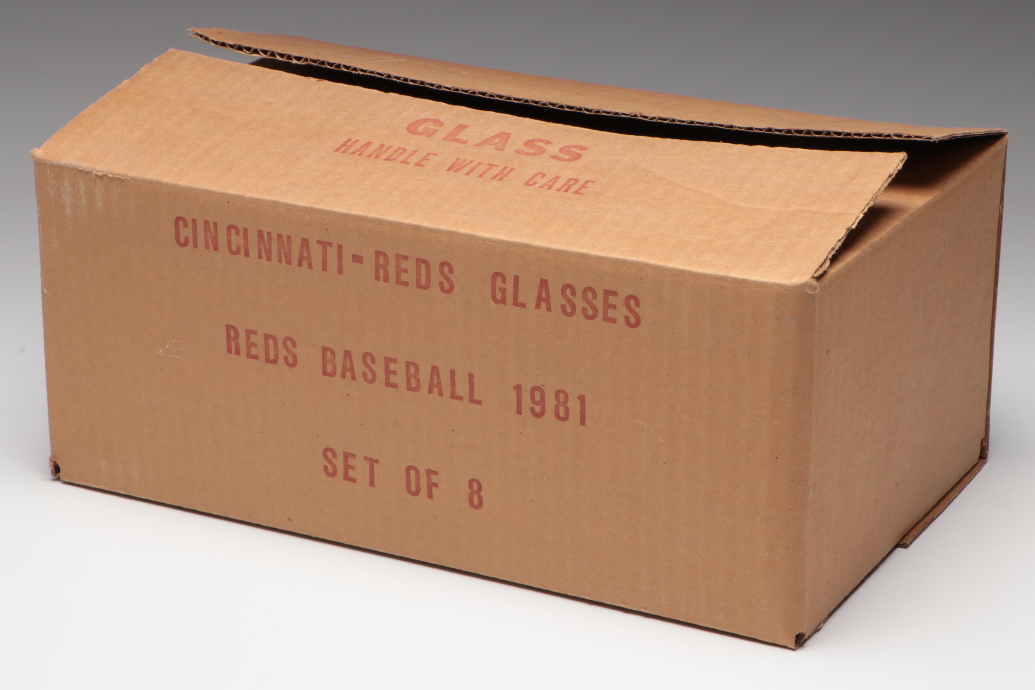 1981 Cincinnati Reds Play Ball Baseball Drinking Glasses