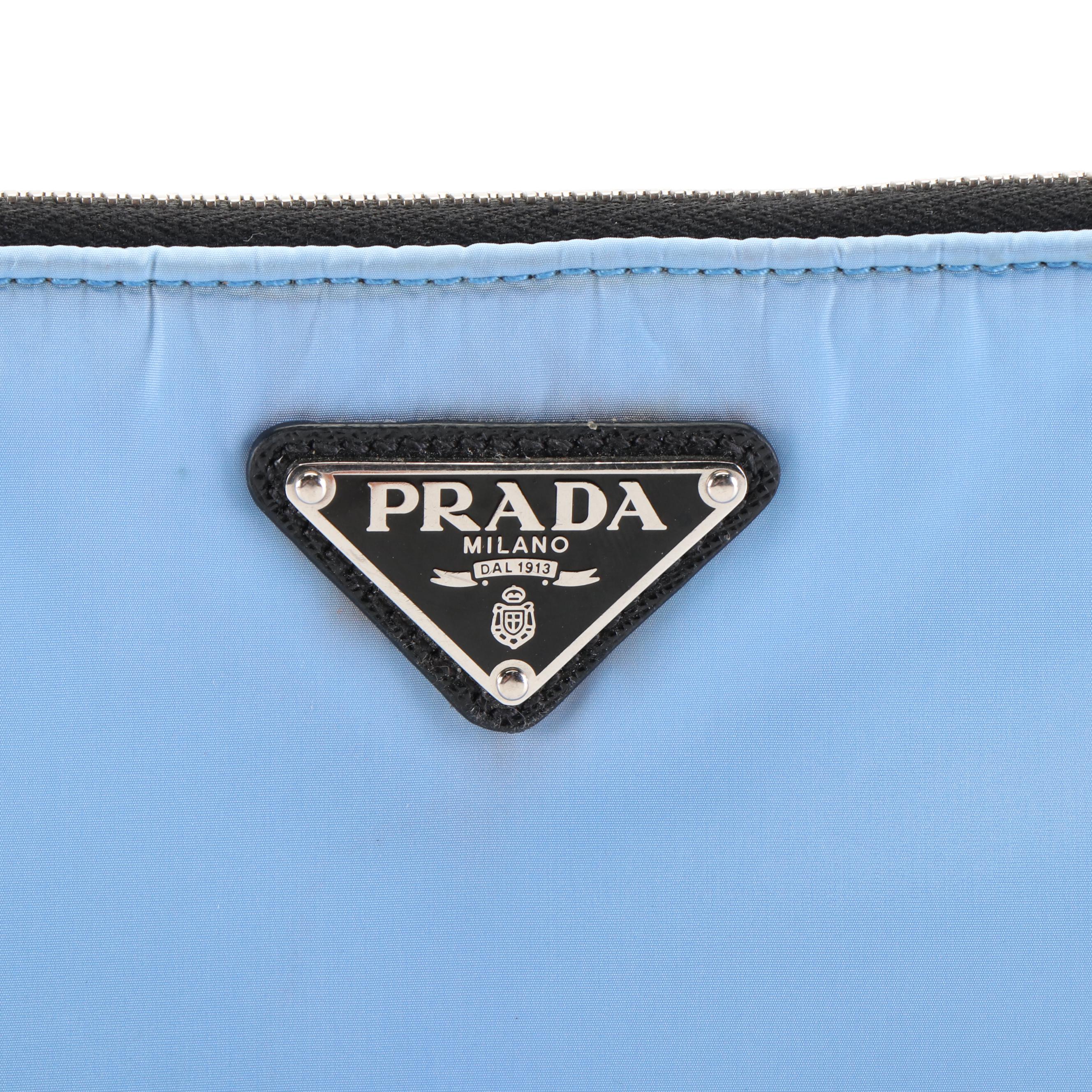 Prada Documents/Laptop Case in Celeste Blue Tessuto Nylon