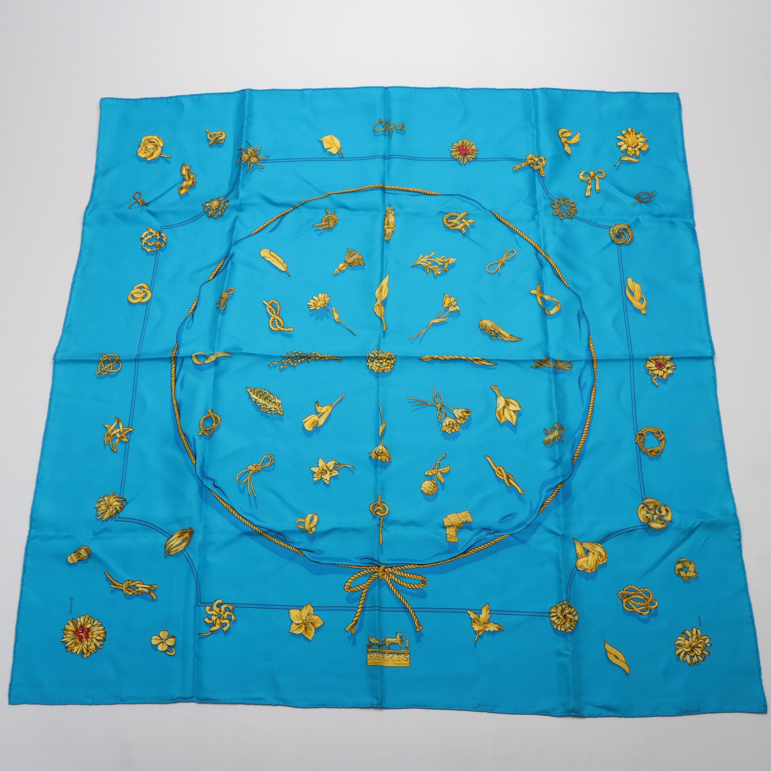 Hermès "Clips" Silk Twill Scarf 90