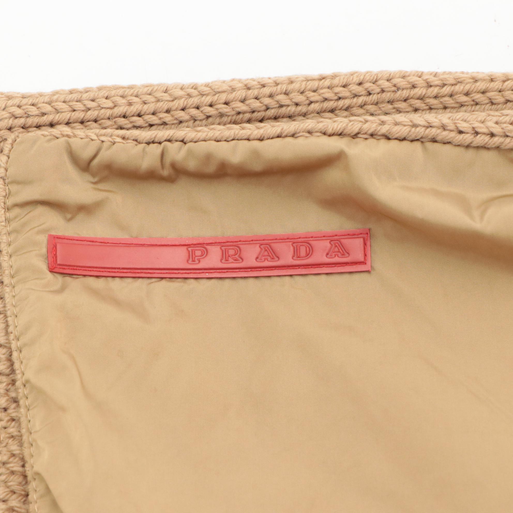 Prada Reversible Knit Scarf in Brown Wool, and Nylon