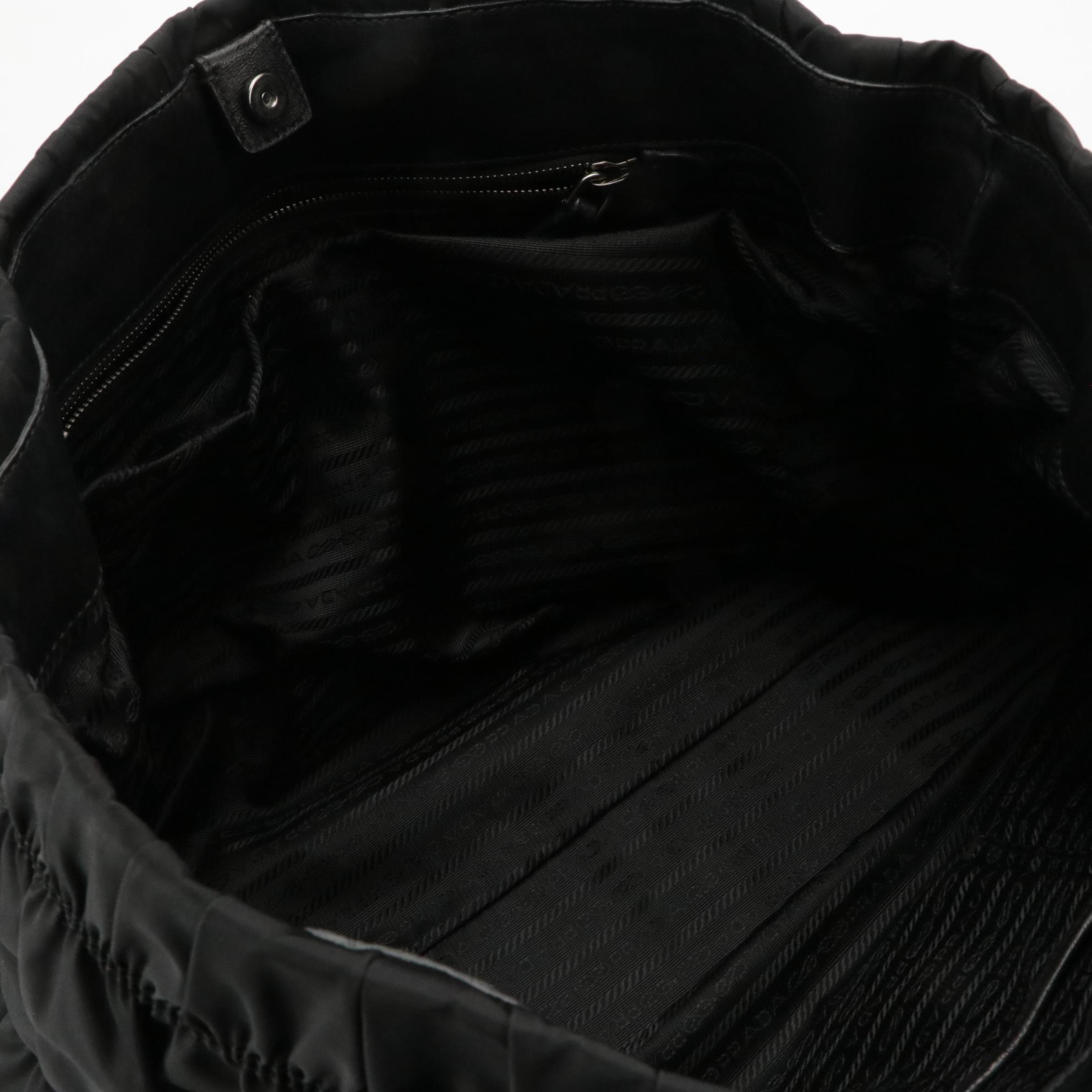 Prada Top Handle Tote in Black Tessuto Gauffré Nylon and Nappa Leather