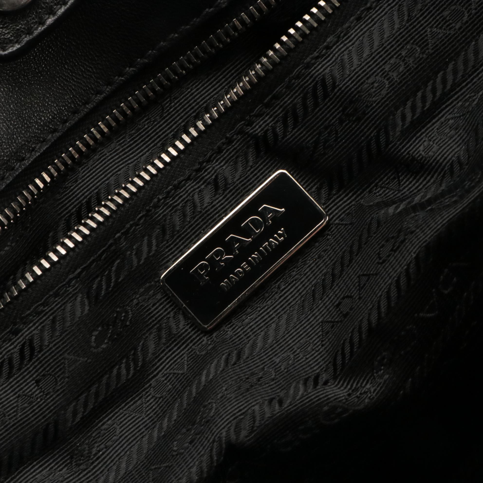 Prada Top Handle Tote in Black Tessuto Gauffré Nylon and Nappa Leather