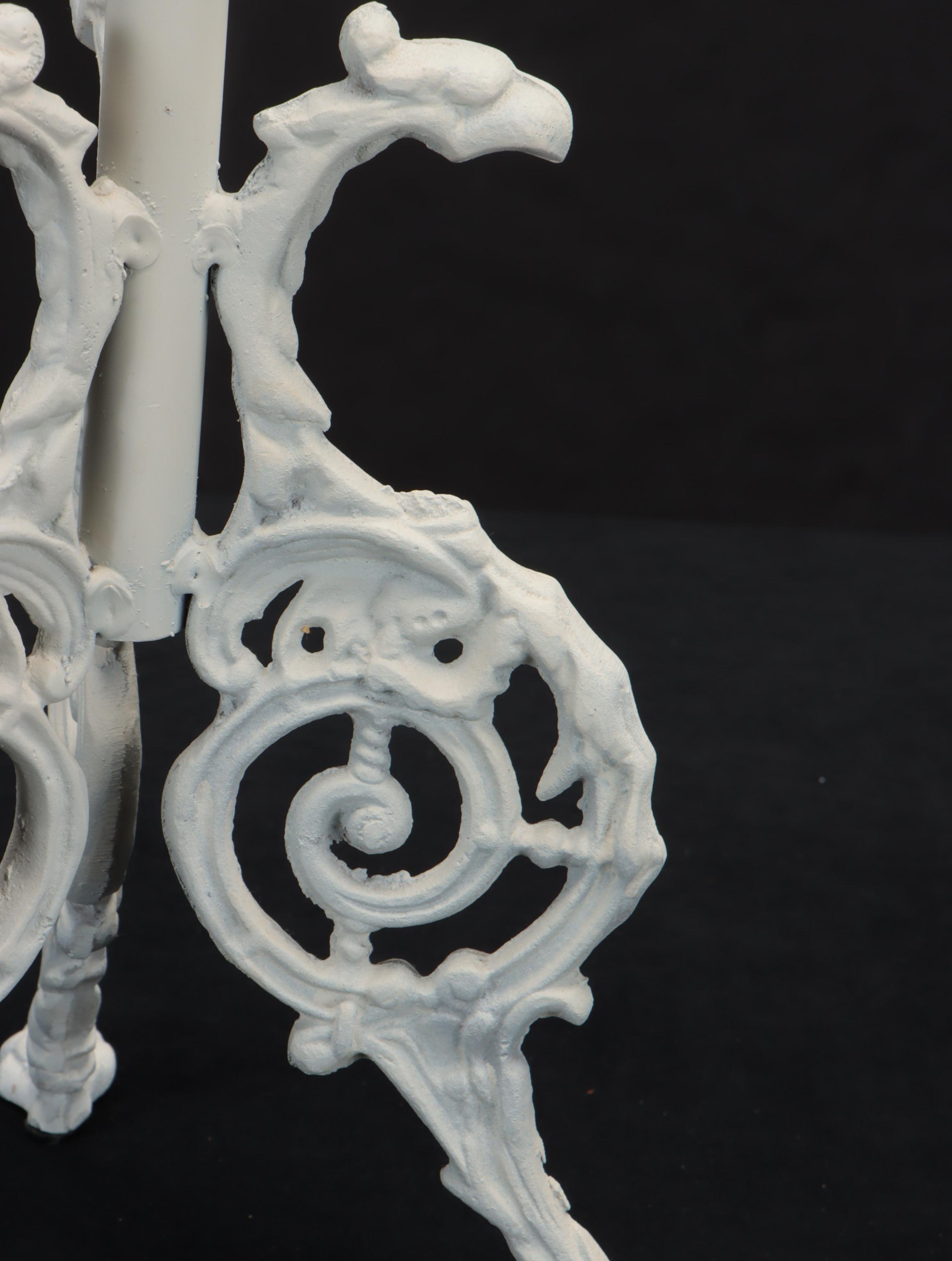 Floral Motif Enameled Metal Plant Stand