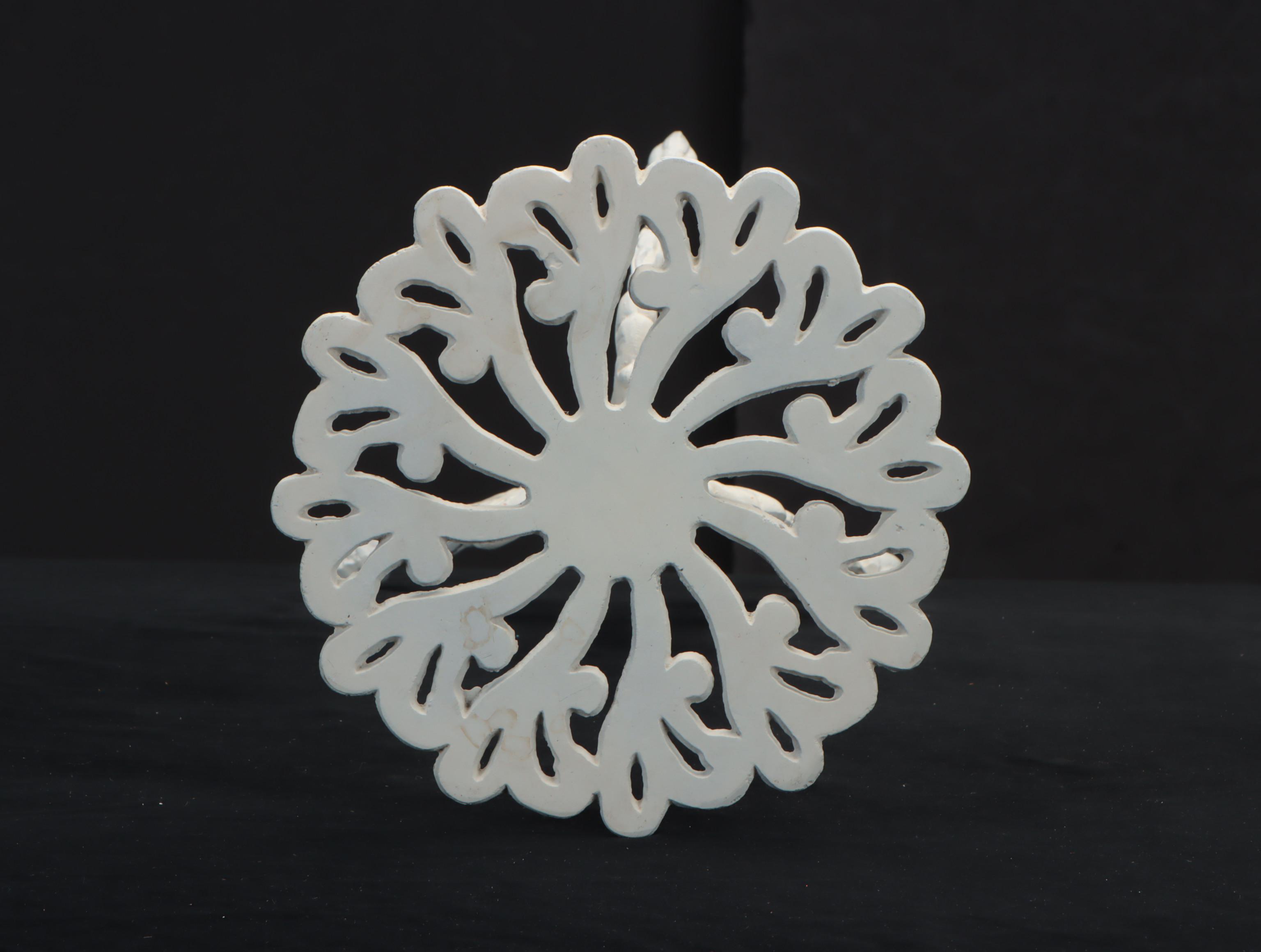 Floral Motif Enameled Metal Plant Stand