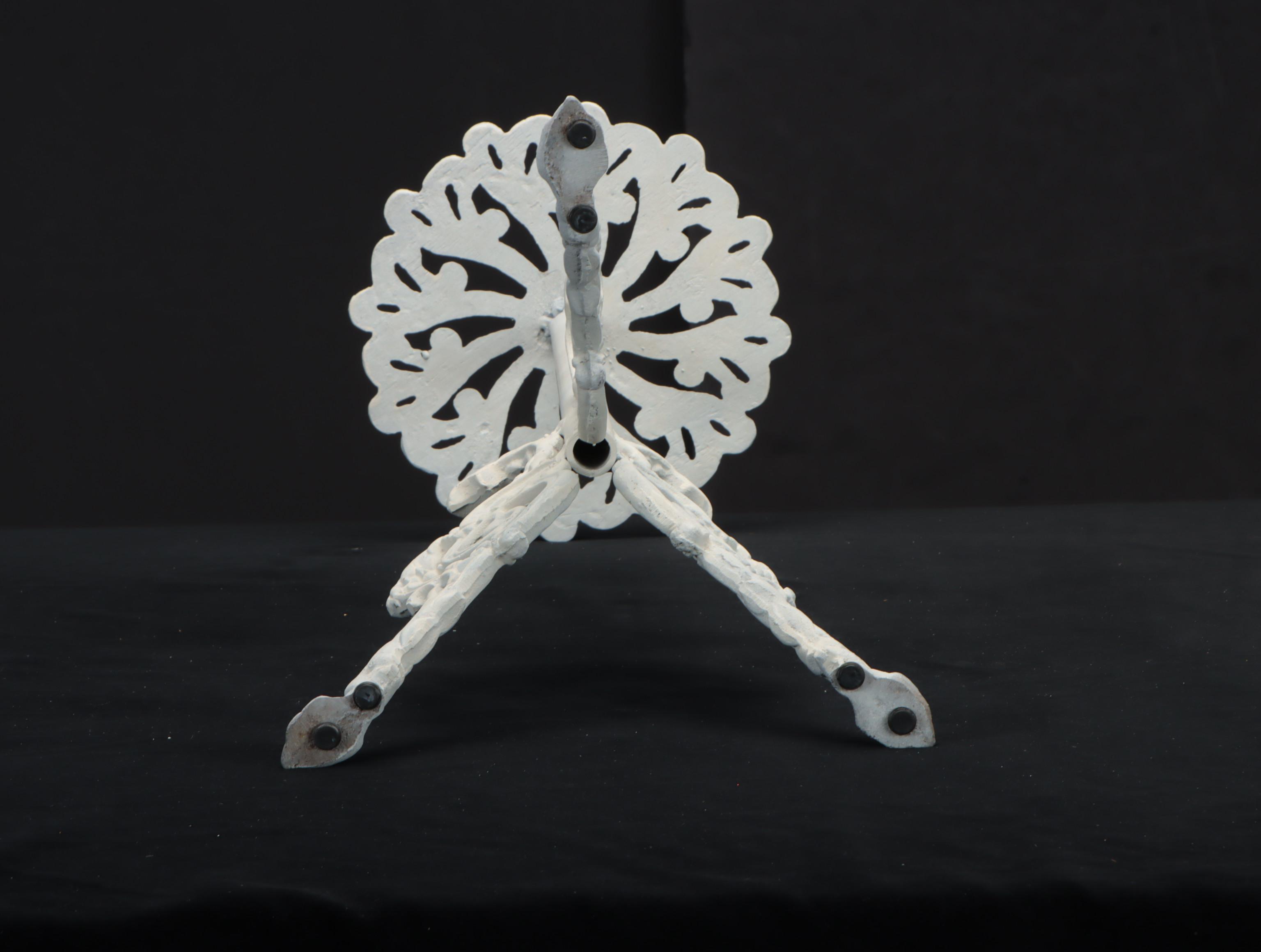 Floral Motif Enameled Metal Plant Stand