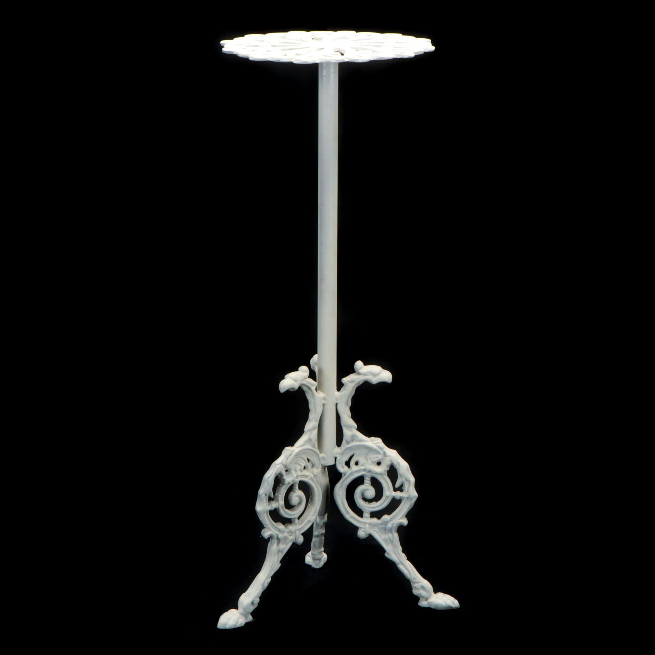 Floral Motif Enameled Metal Plant Stand