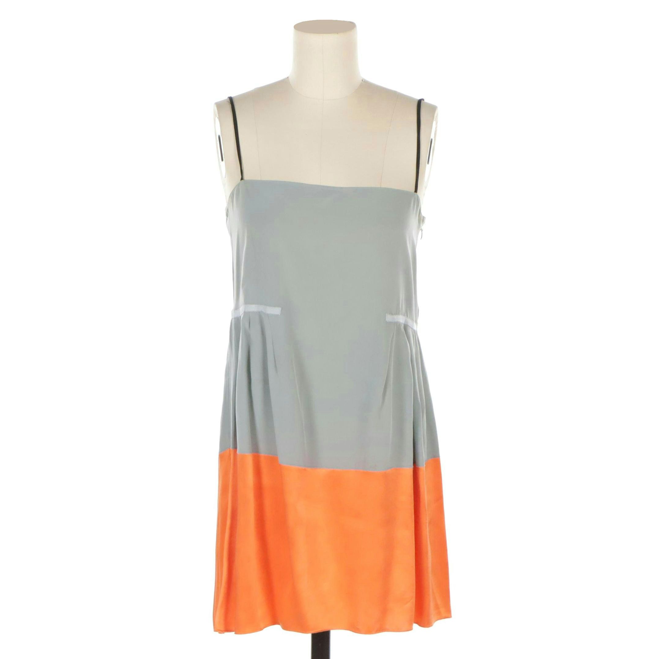 Prada Spaghetti Strap Mini Dress in Colorblock Silk