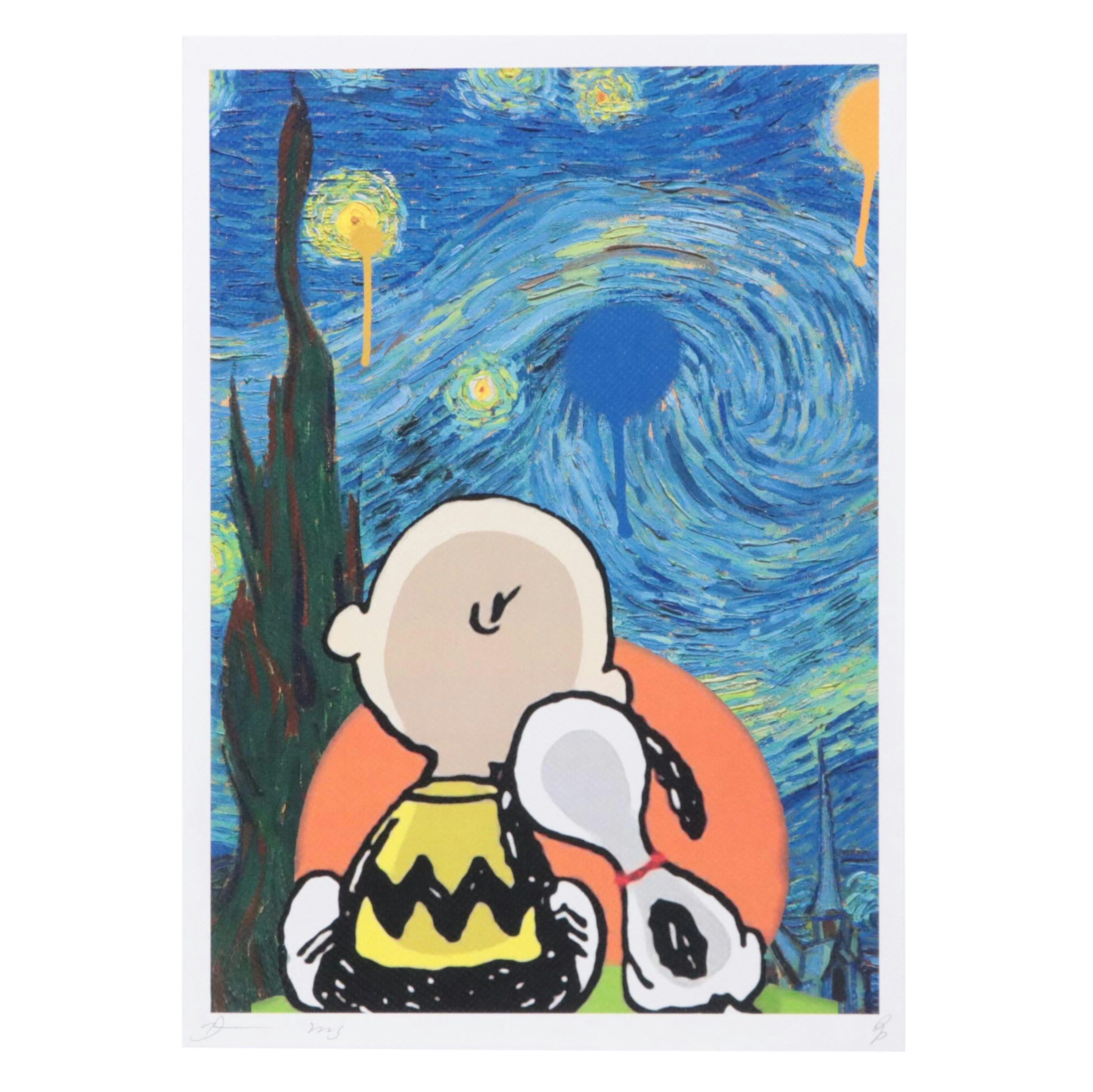 Death NYC Pop Art Graphic Print of Charlie Brown x Van Gogh, 2023
