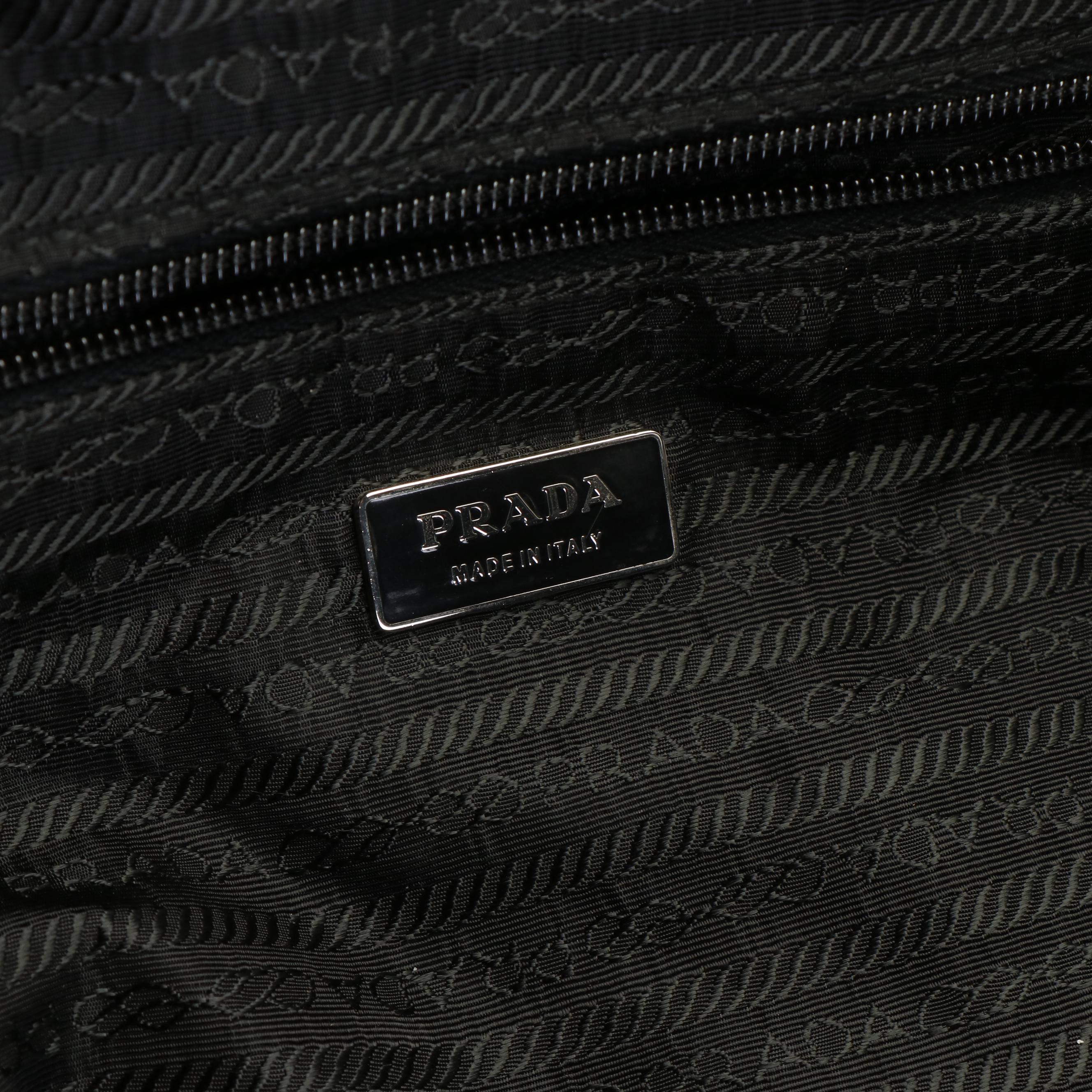 Prada Weekender Duffle Bag in Black Tessuto Nylon and Saffiano Leather
