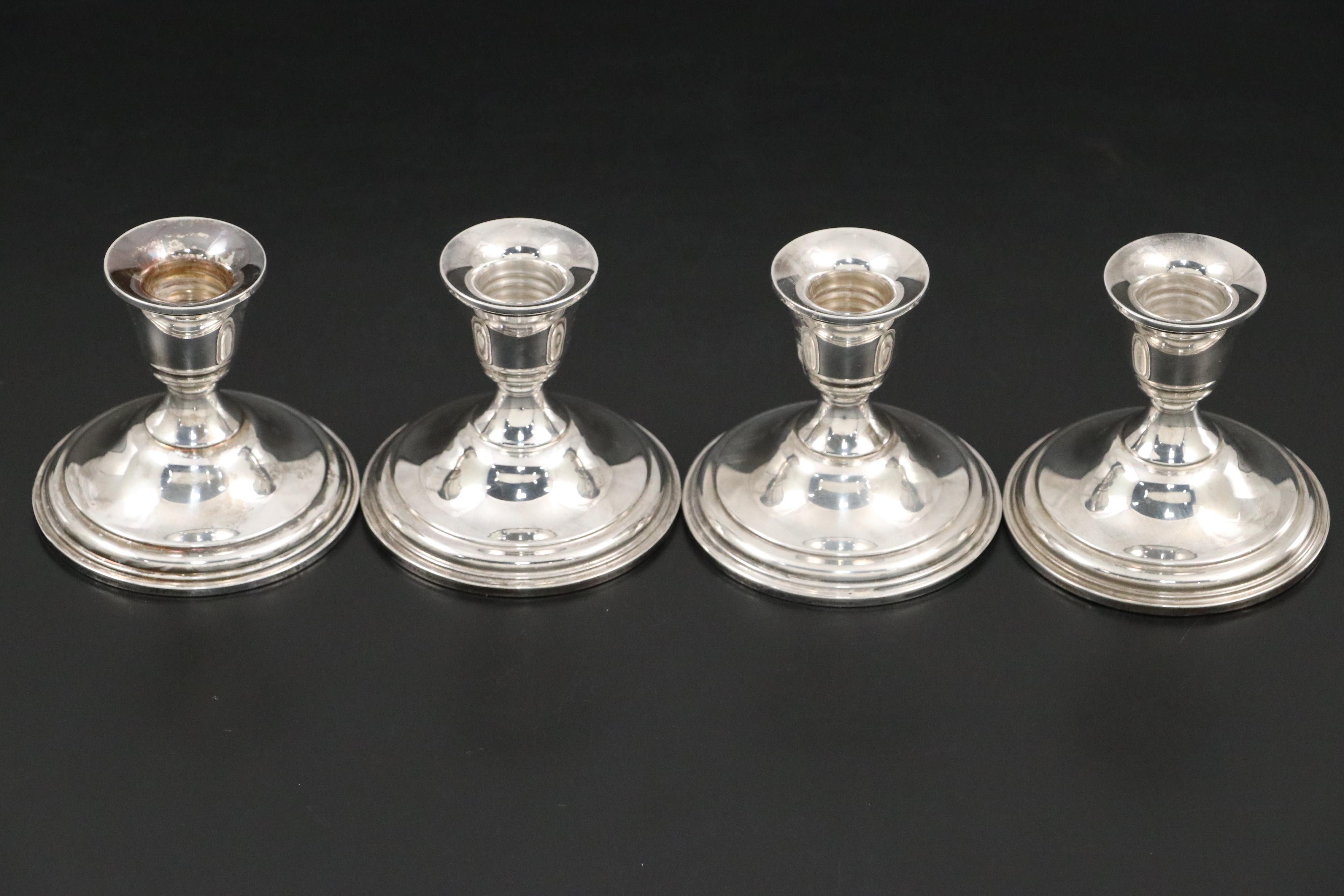 Sterling Silver Candle Holders, Shakers, Spoon with Other Coin Silver Spoons