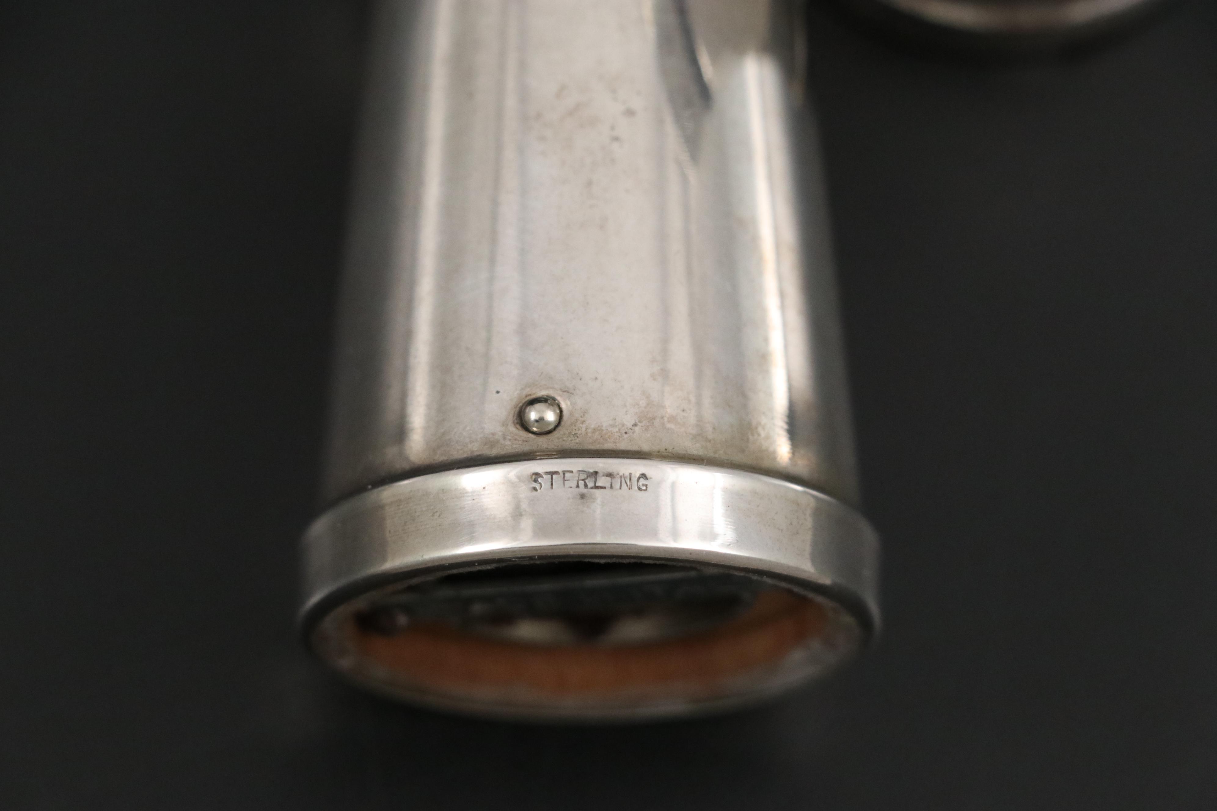 Sterling Silver Candle Holders, Shakers, Spoon with Other Coin Silver Spoons