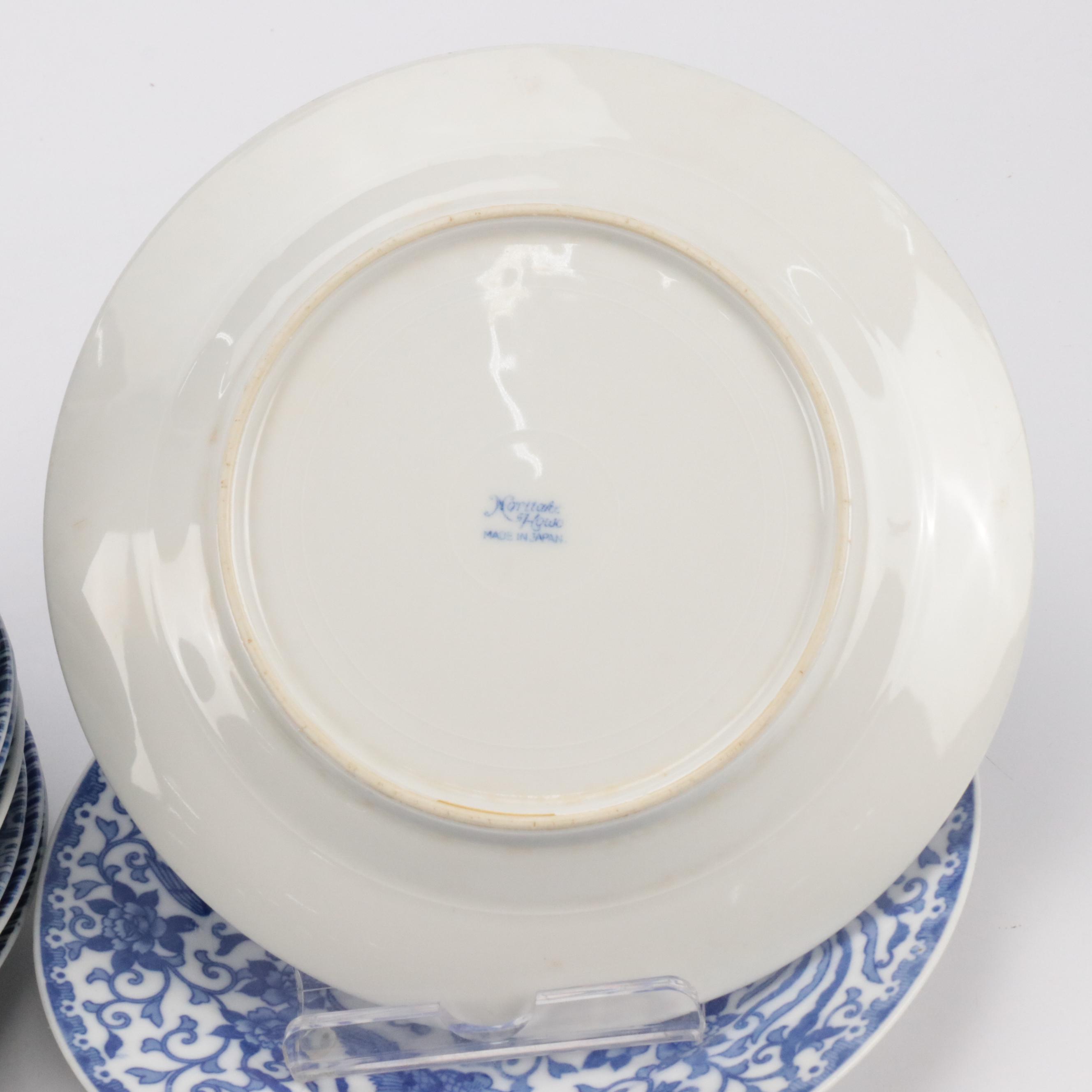 Japanese Post-War Blue and White Porcelain Plates, Mid-20th Century