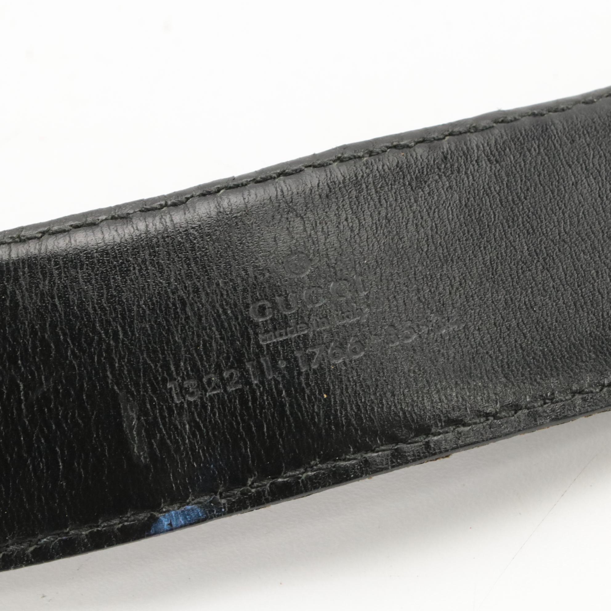 Gucci Vintage Interlocking GG Black Leather Belt