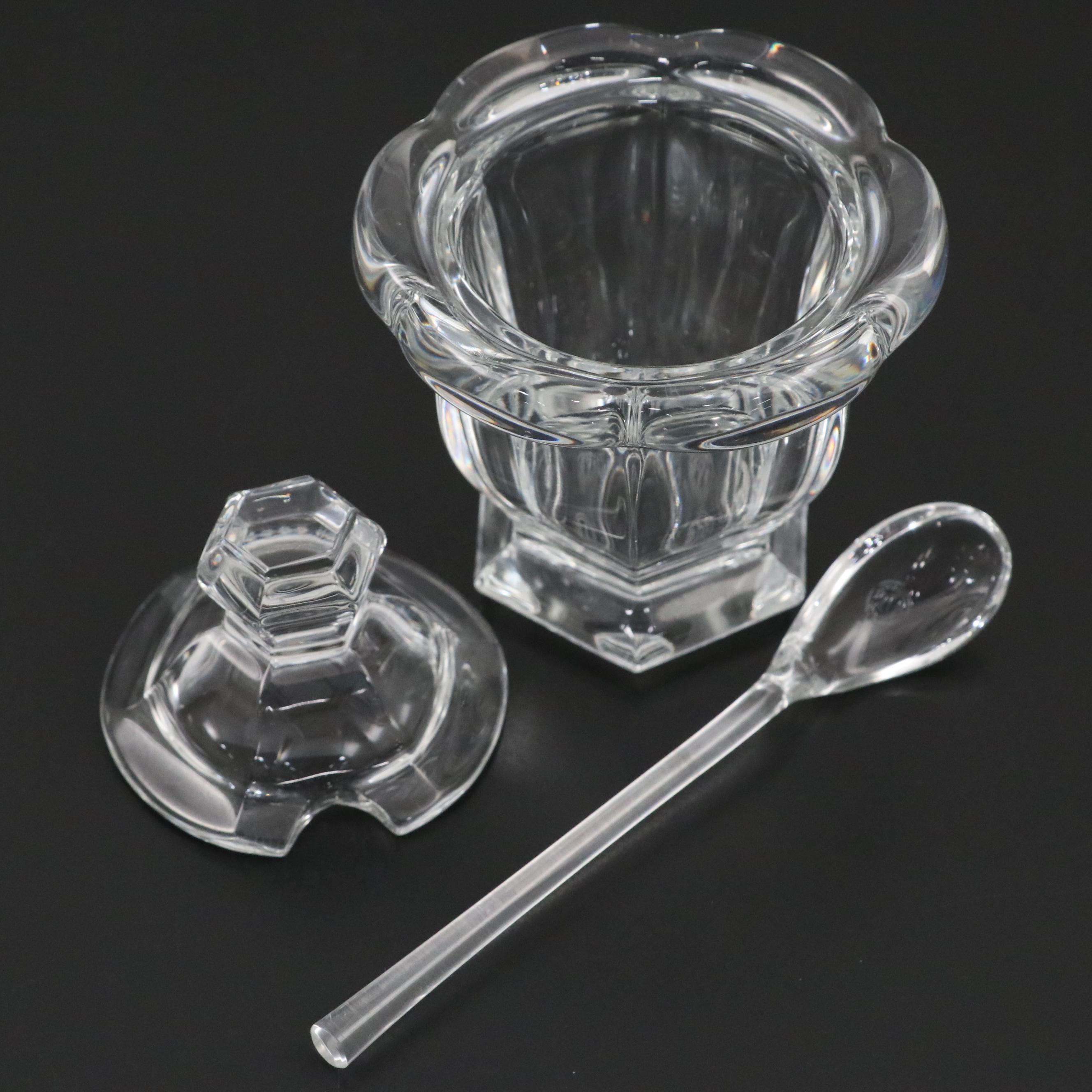 Baccarat Crystal Honey Pot with Glass Shakers and More Table Accessories