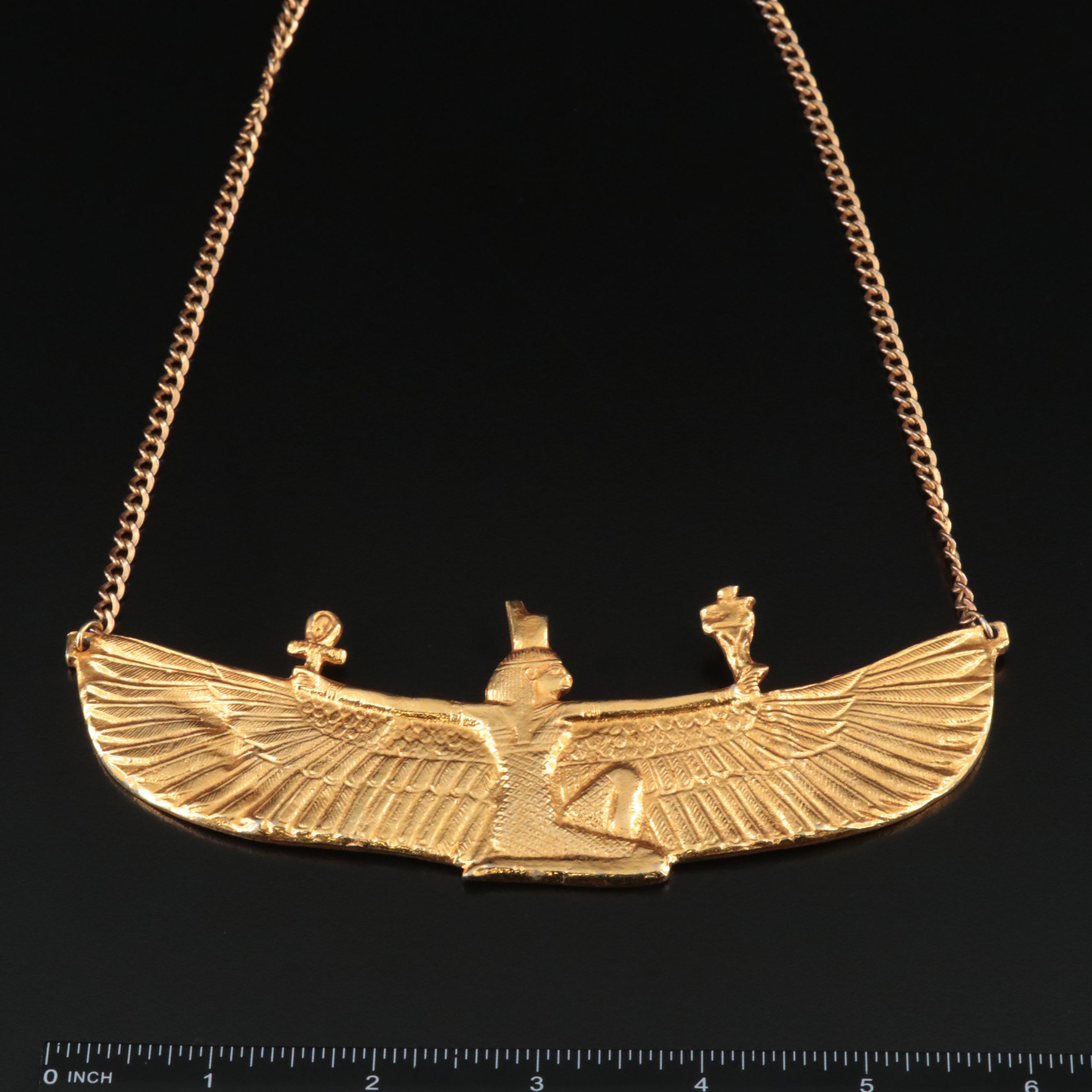 Alva Museum Replica Egyptian Revival Goddess Ma'at Pectoral Necklace