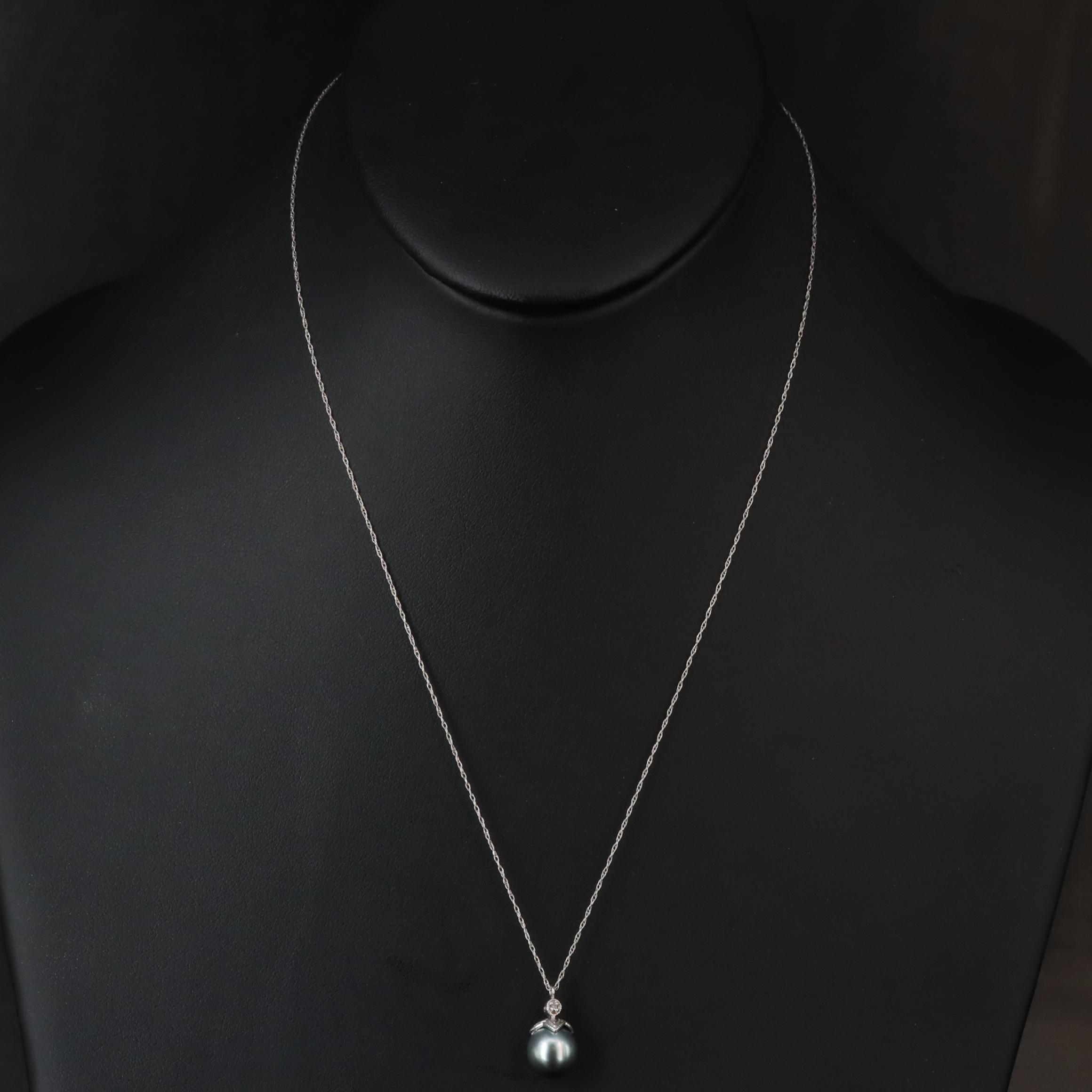 14K Pearl and Diamod Pendant Necklace