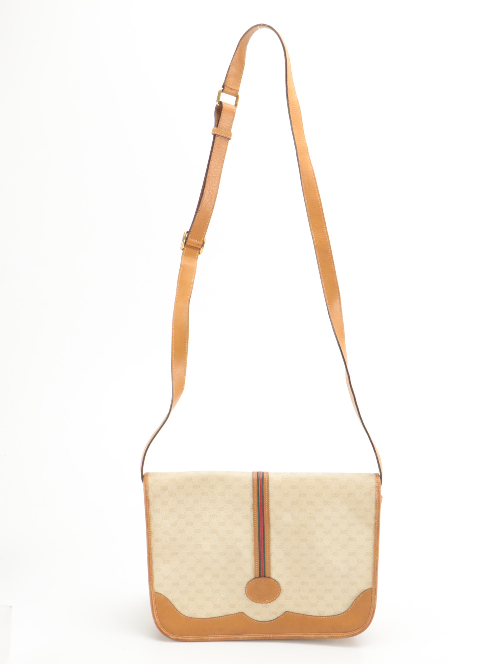 Gucci Micro GG Supreme Canvas Web Stripe Front-Flap Crossbody Bag