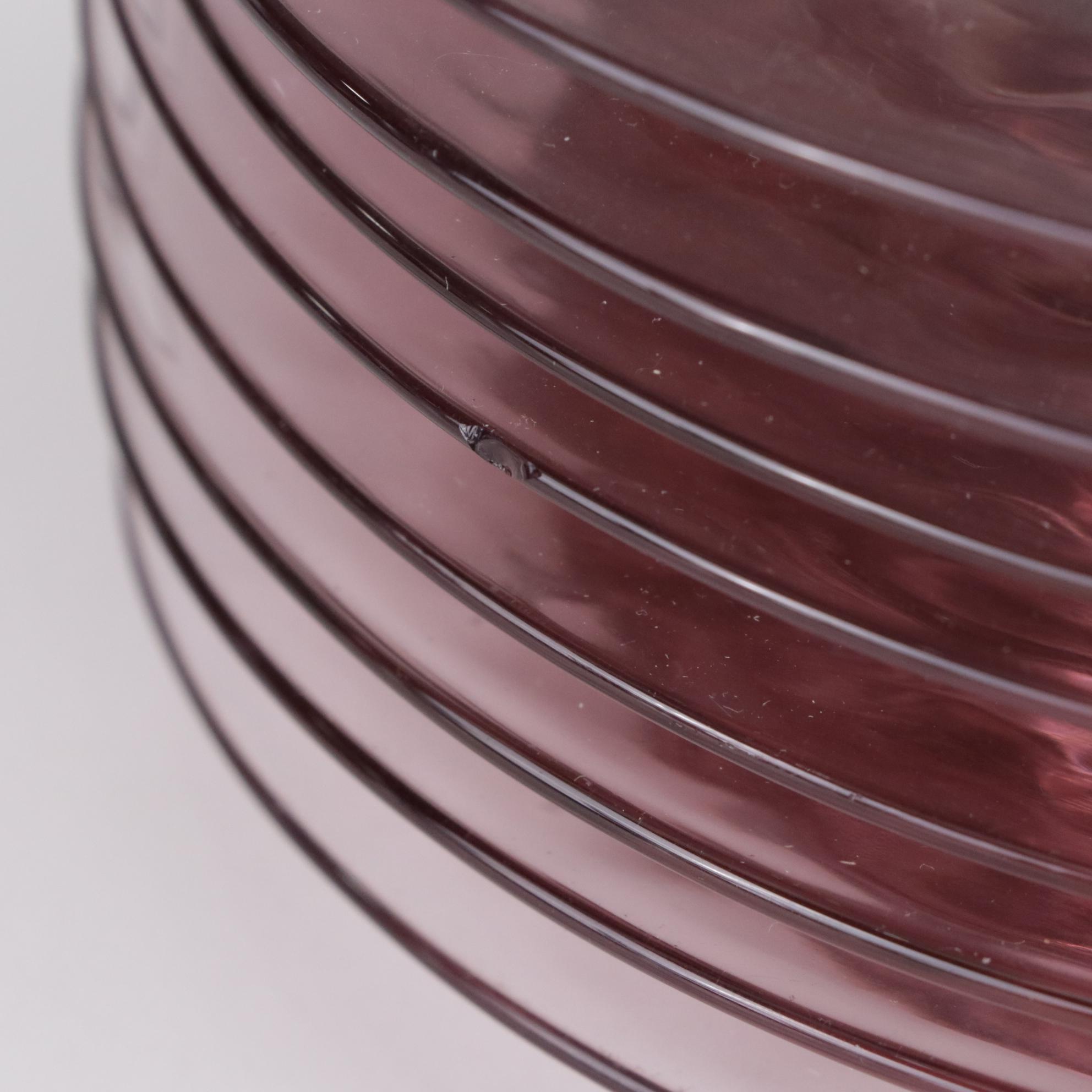 Blue Iridescent Wine Glasses with Pink Glass Luncheon Plates