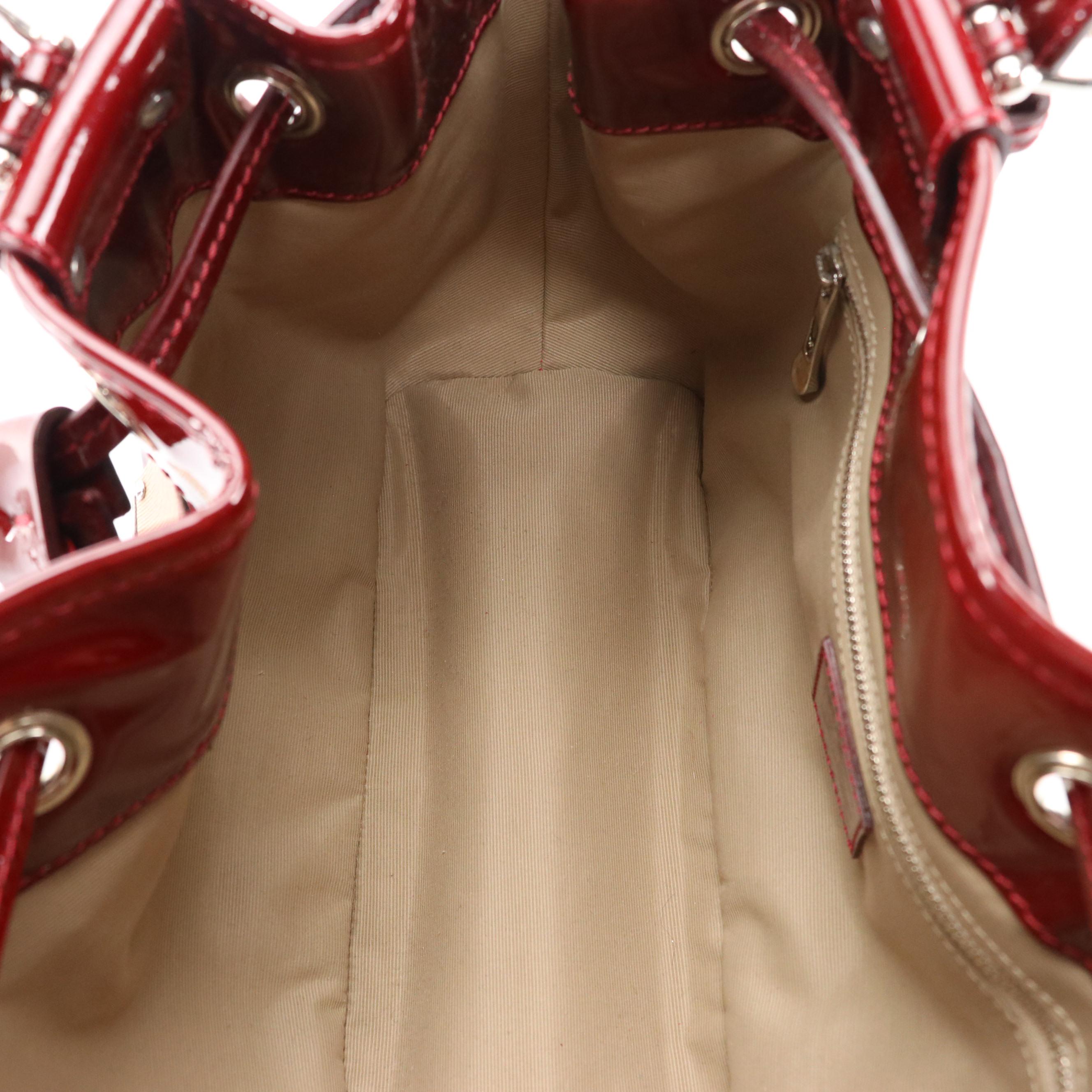 Burberry Shoulder Bag in Supernova Check Studded Canvas and Red Patent Leather