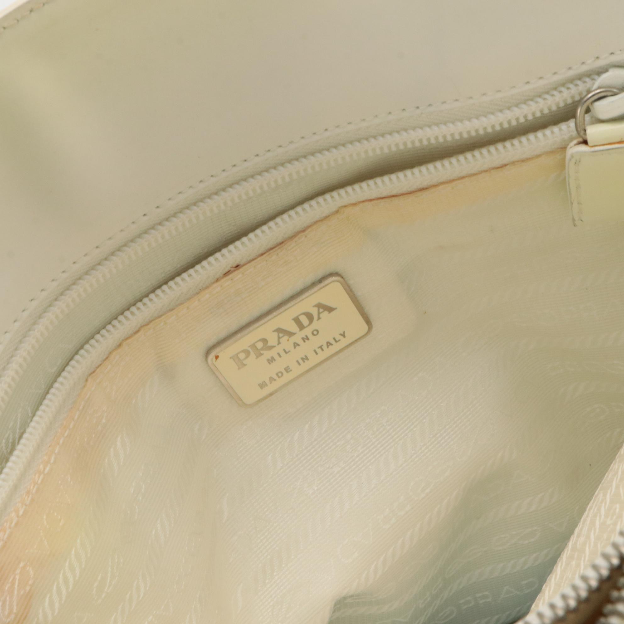 Prada Sport Shoulder Tote Bag in White Spazzolato Leather, 1990s