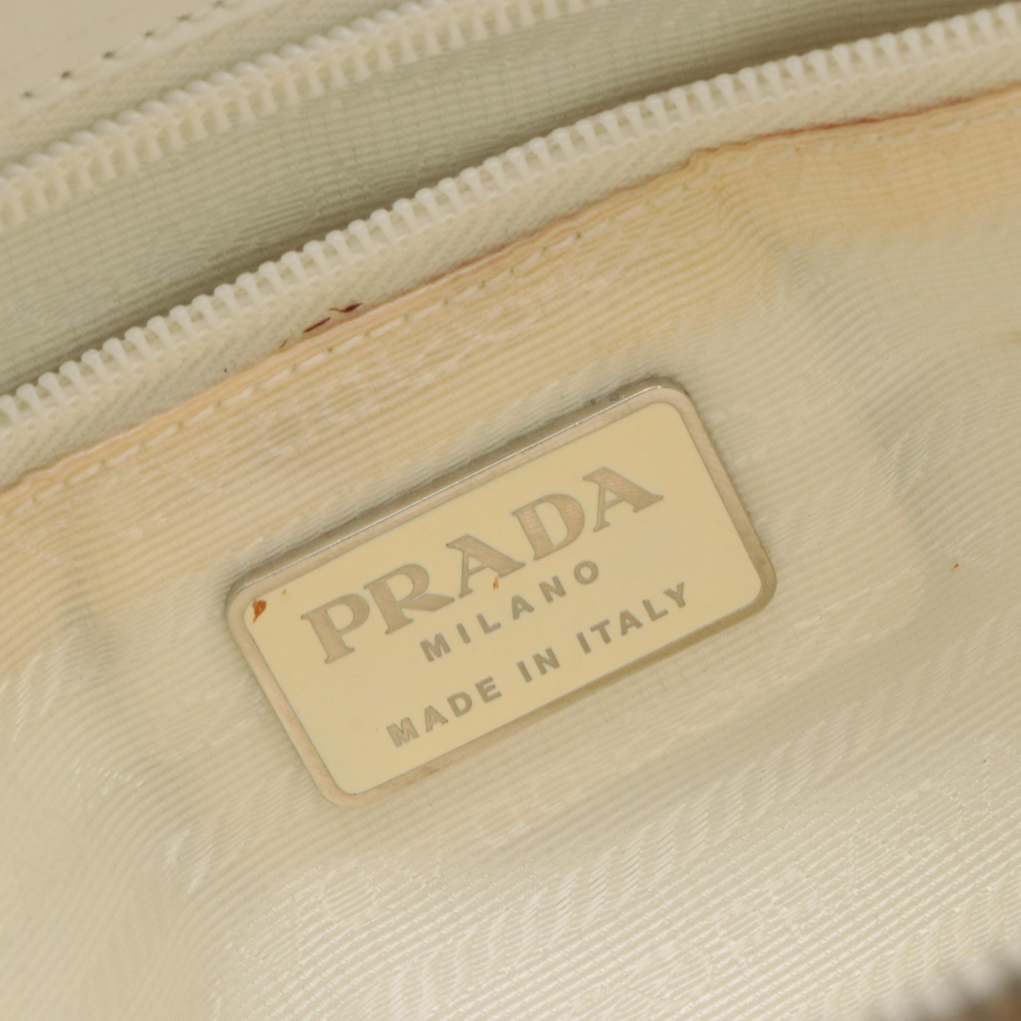 Prada Sport Shoulder Tote Bag in White Spazzolato Leather, 1990s