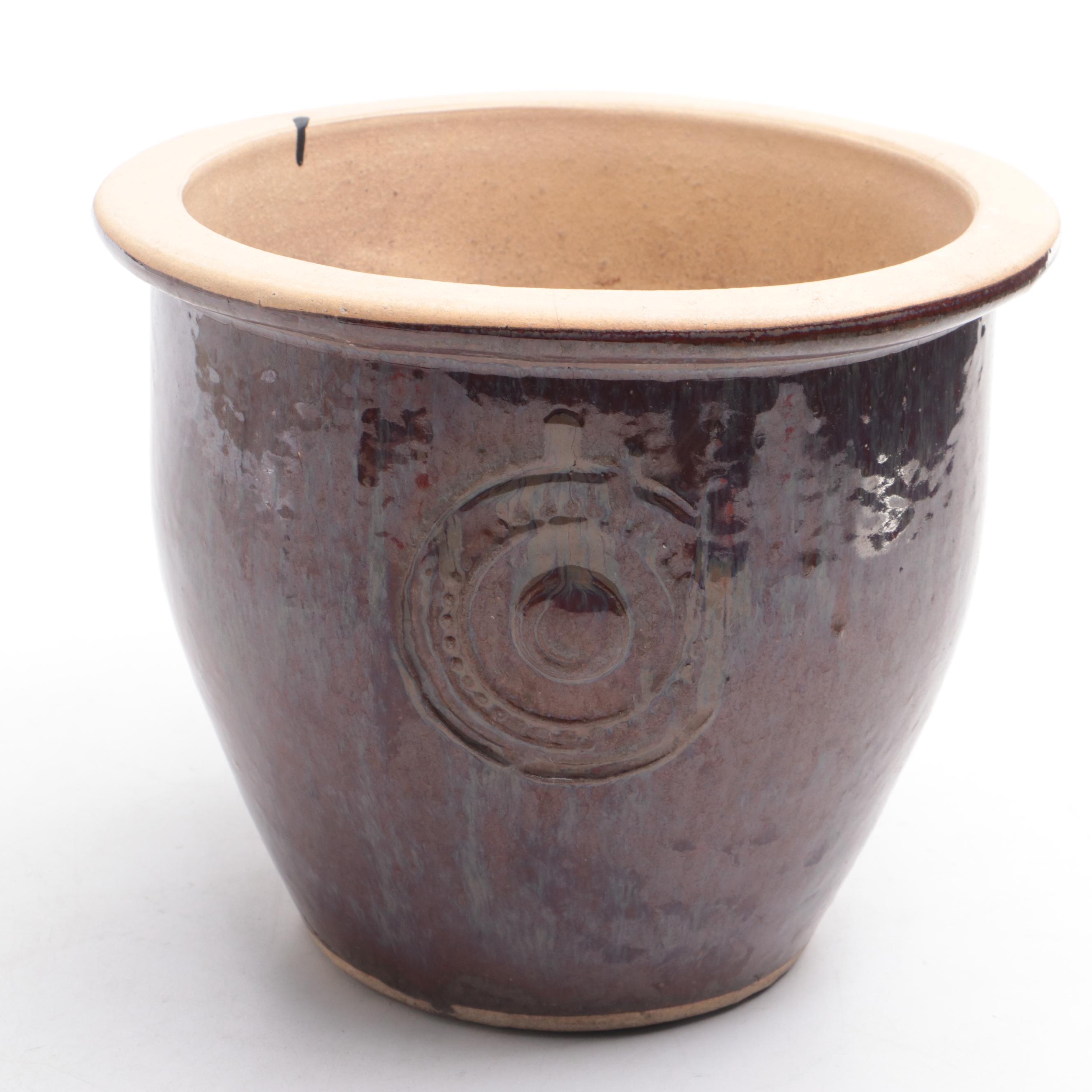 Brownware with Other Stoneware Bowls and Planter, 20th Century