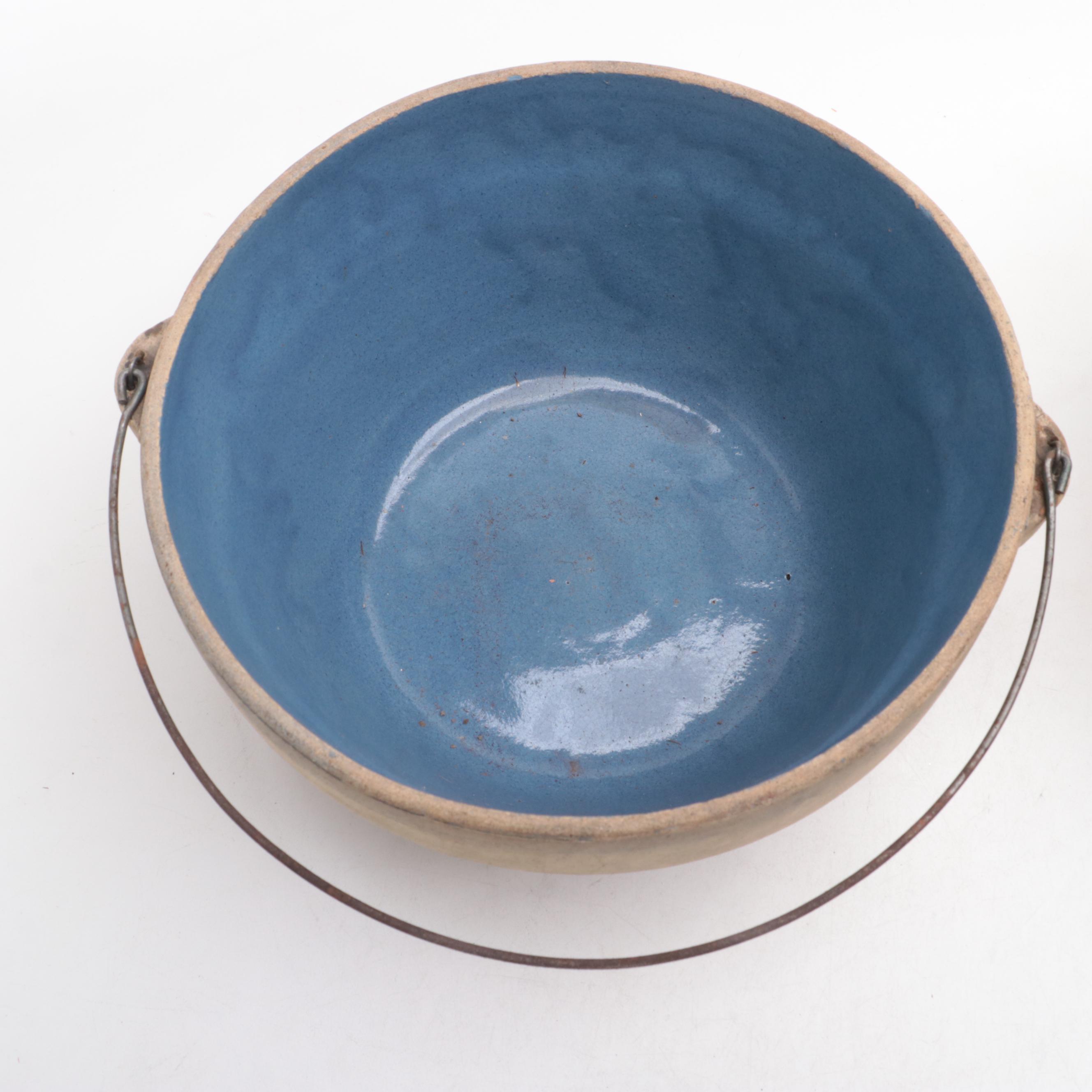 Brownware with Other Stoneware Bowls and Planter, 20th Century