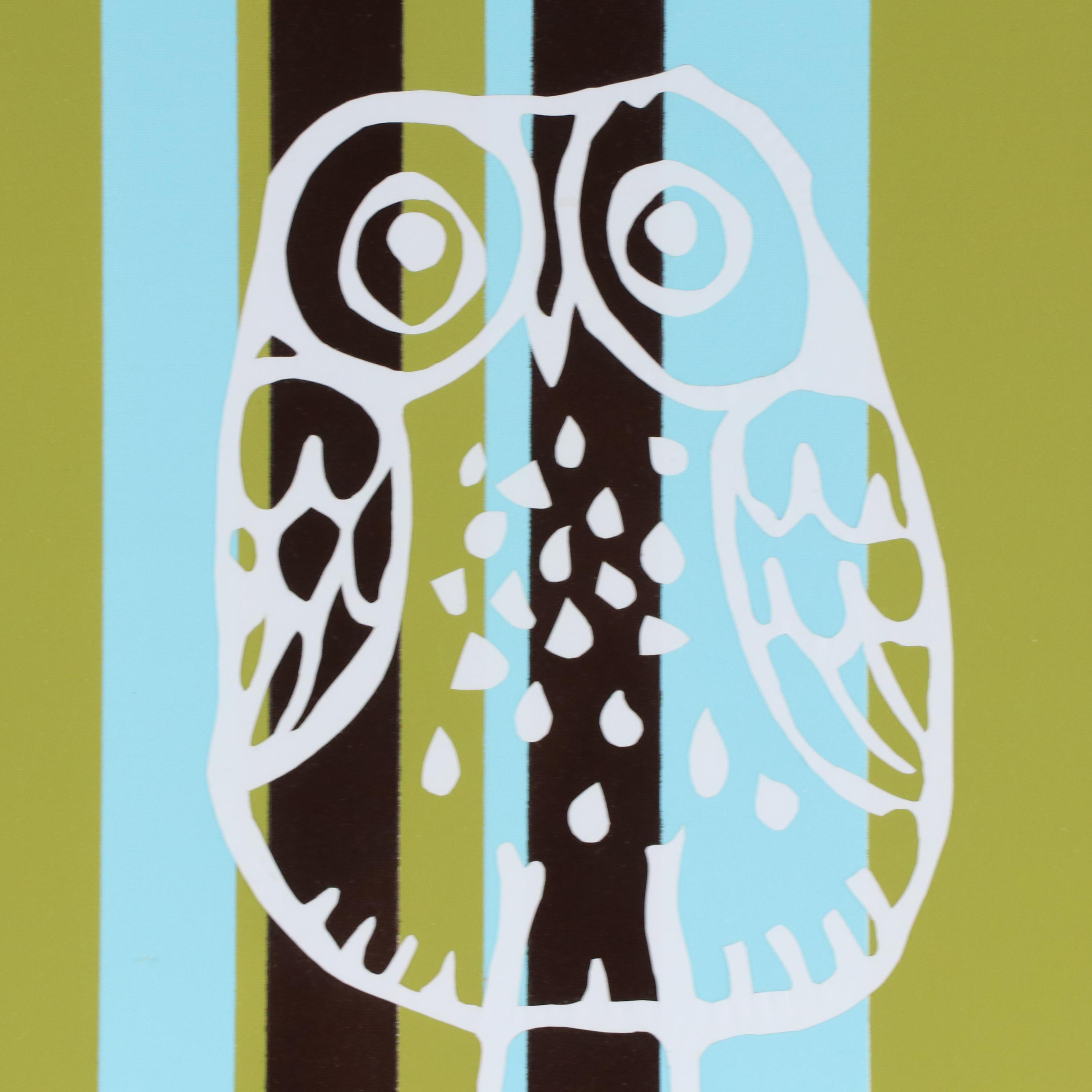 Vinyl Collage Portrait of Owl, 21st Century