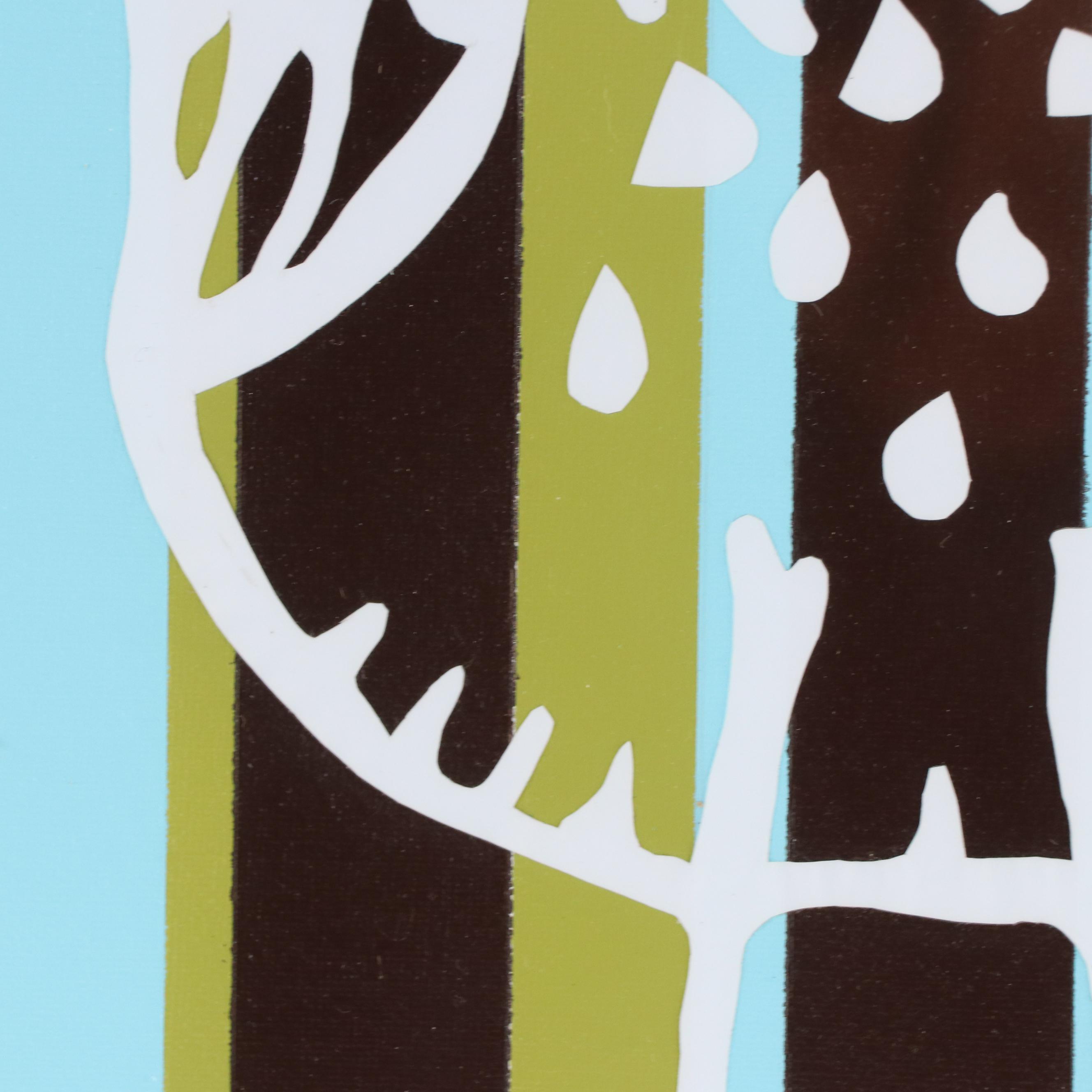 Vinyl Collage Portrait of Owl, 21st Century