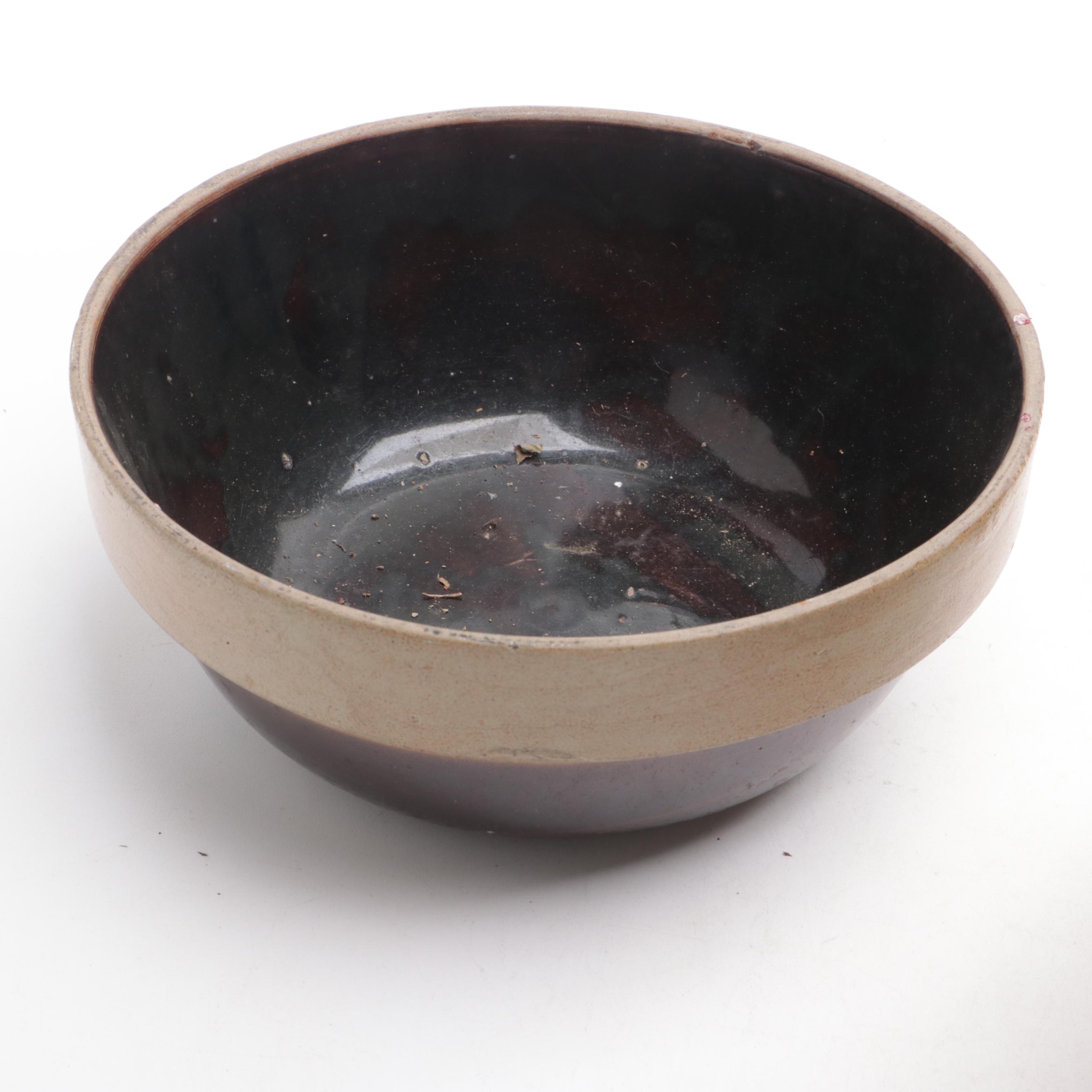 Brownware with Other Stoneware Bowls and Planter, 20th Century