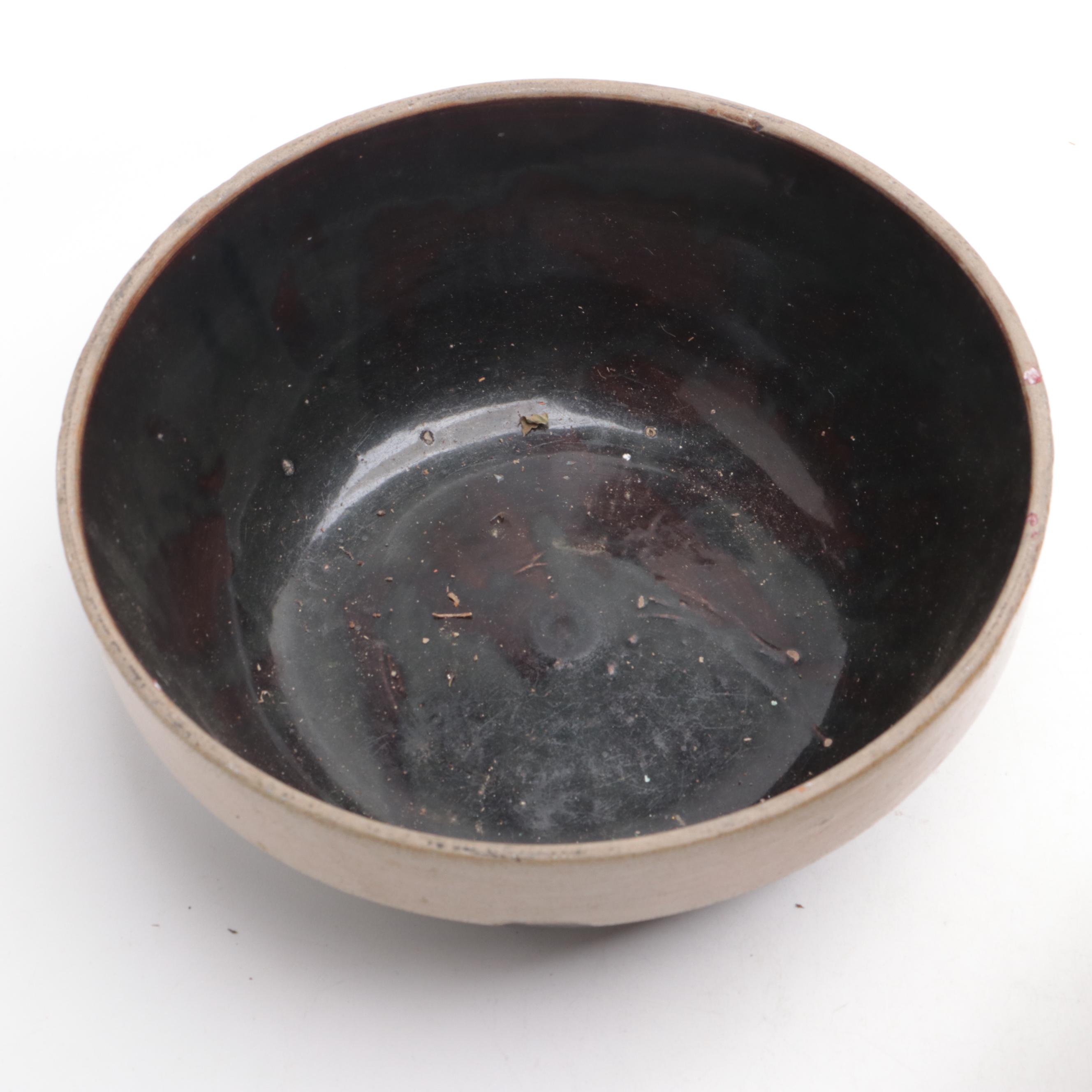 Brownware with Other Stoneware Bowls and Planter, 20th Century
