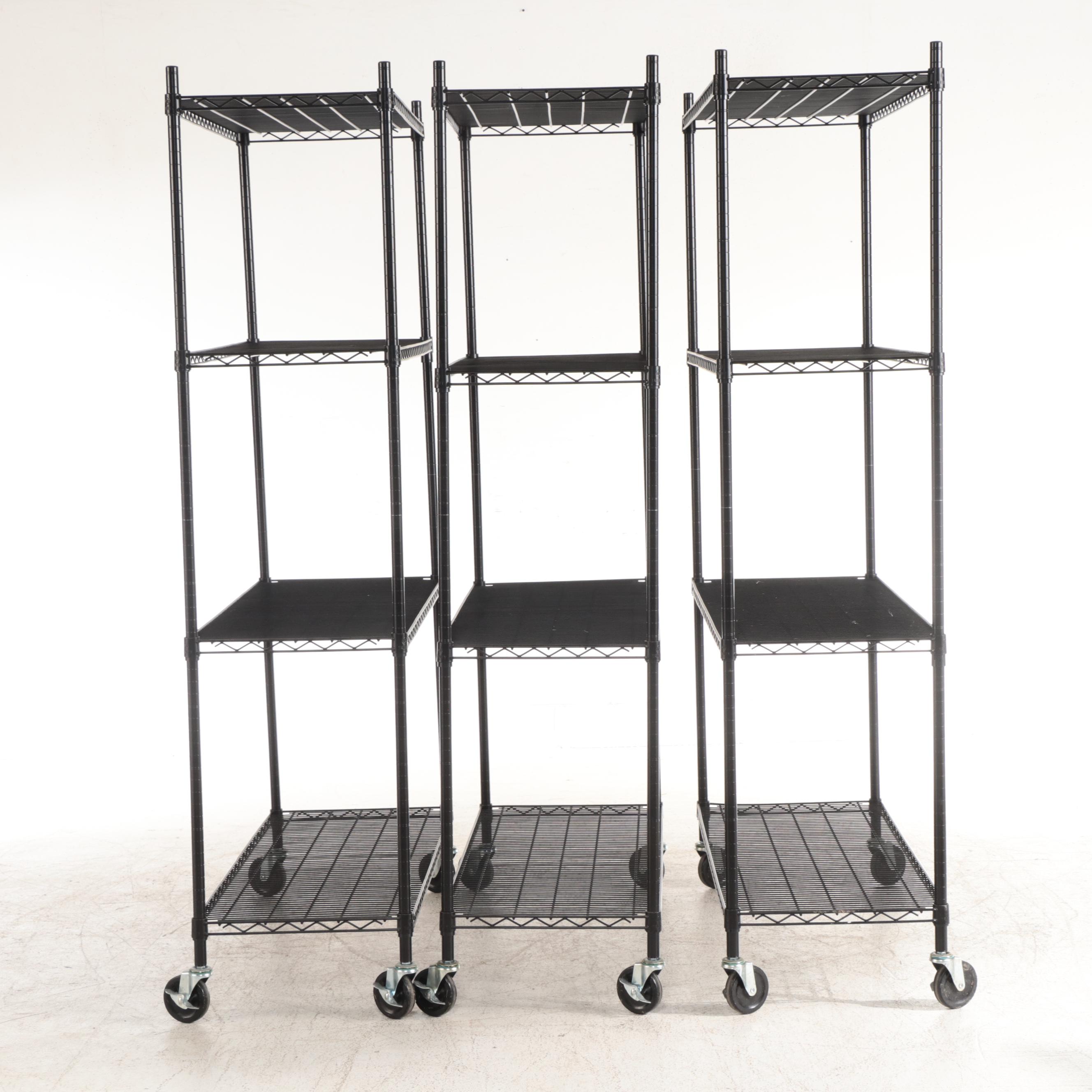 Three Trinity Industrial Style Metal Rolling Storage Racks