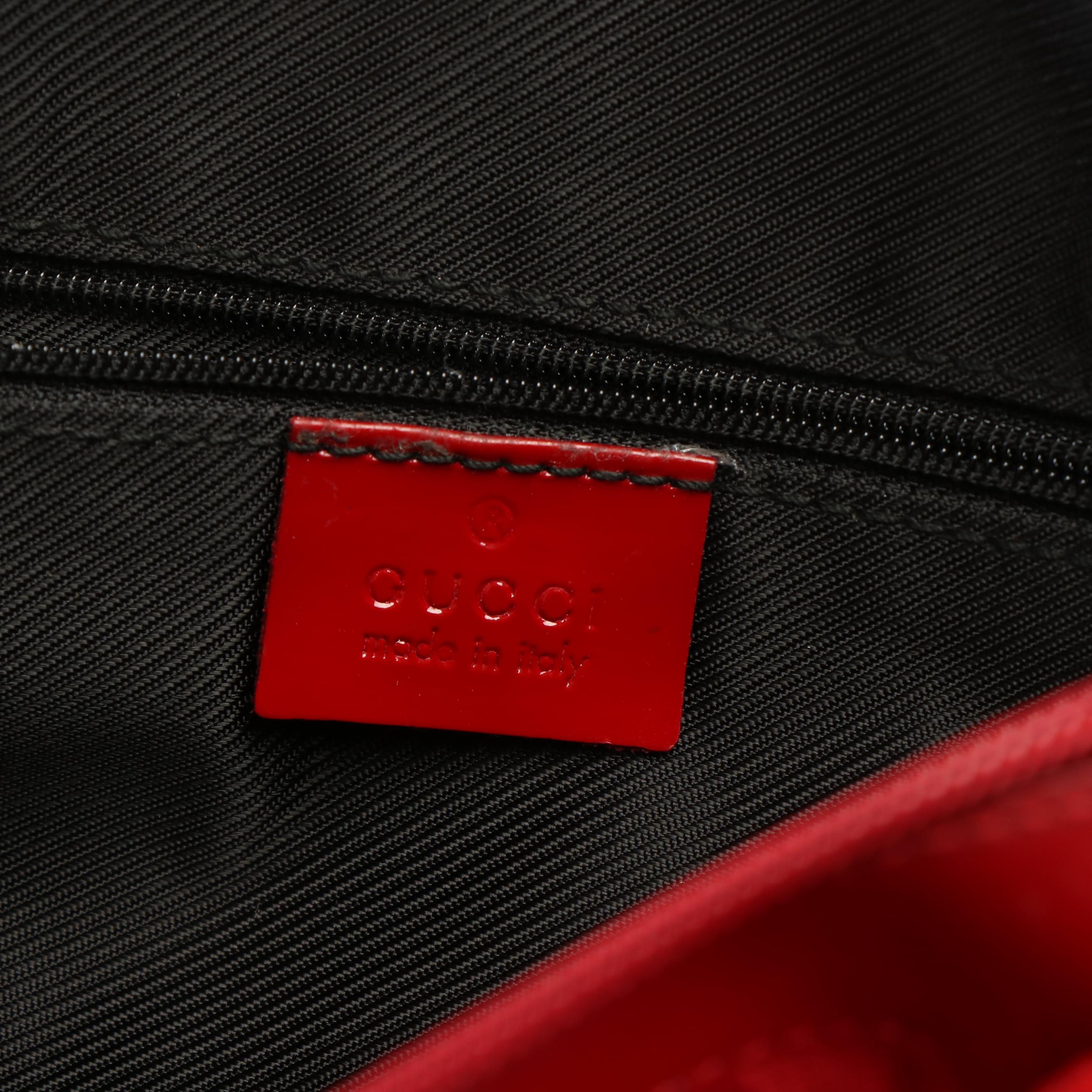 Gucci Top Handle Bag in Red Canvas and Patent Leather