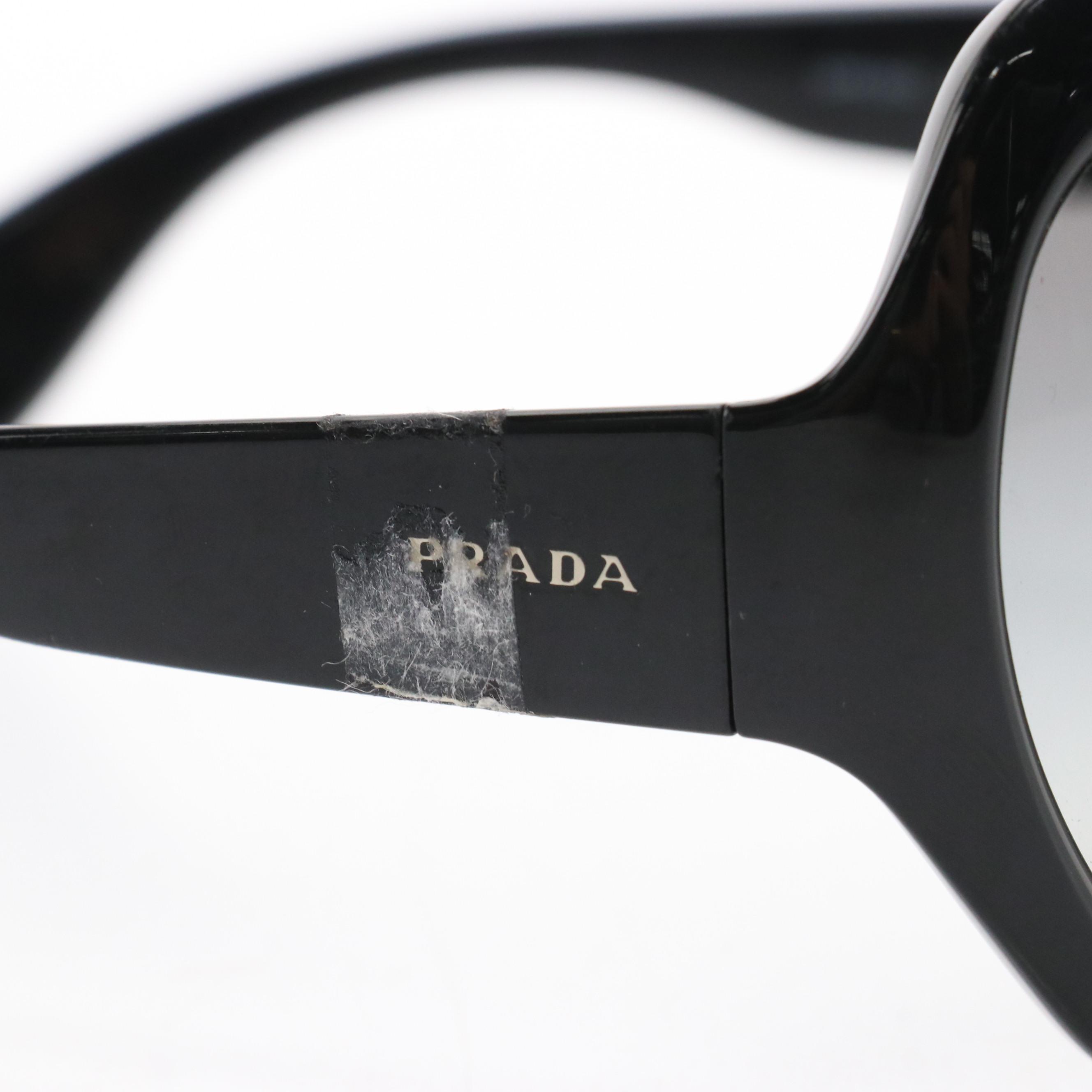 Prada SPR05O 1AB-3M1 Glossy Black Oversized Shield Sunglasses