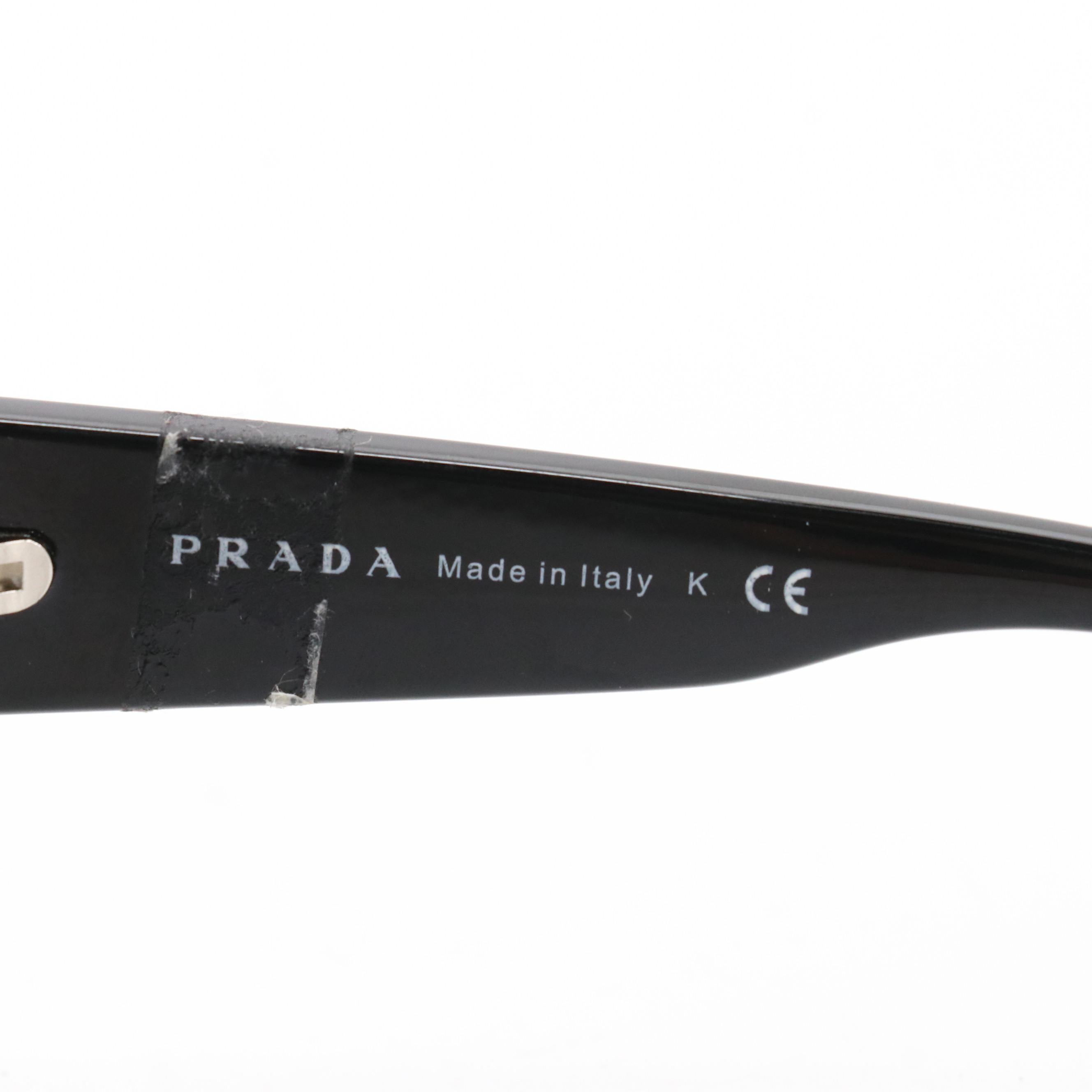 Prada SPR05O 1AB-3M1 Glossy Black Oversized Shield Sunglasses