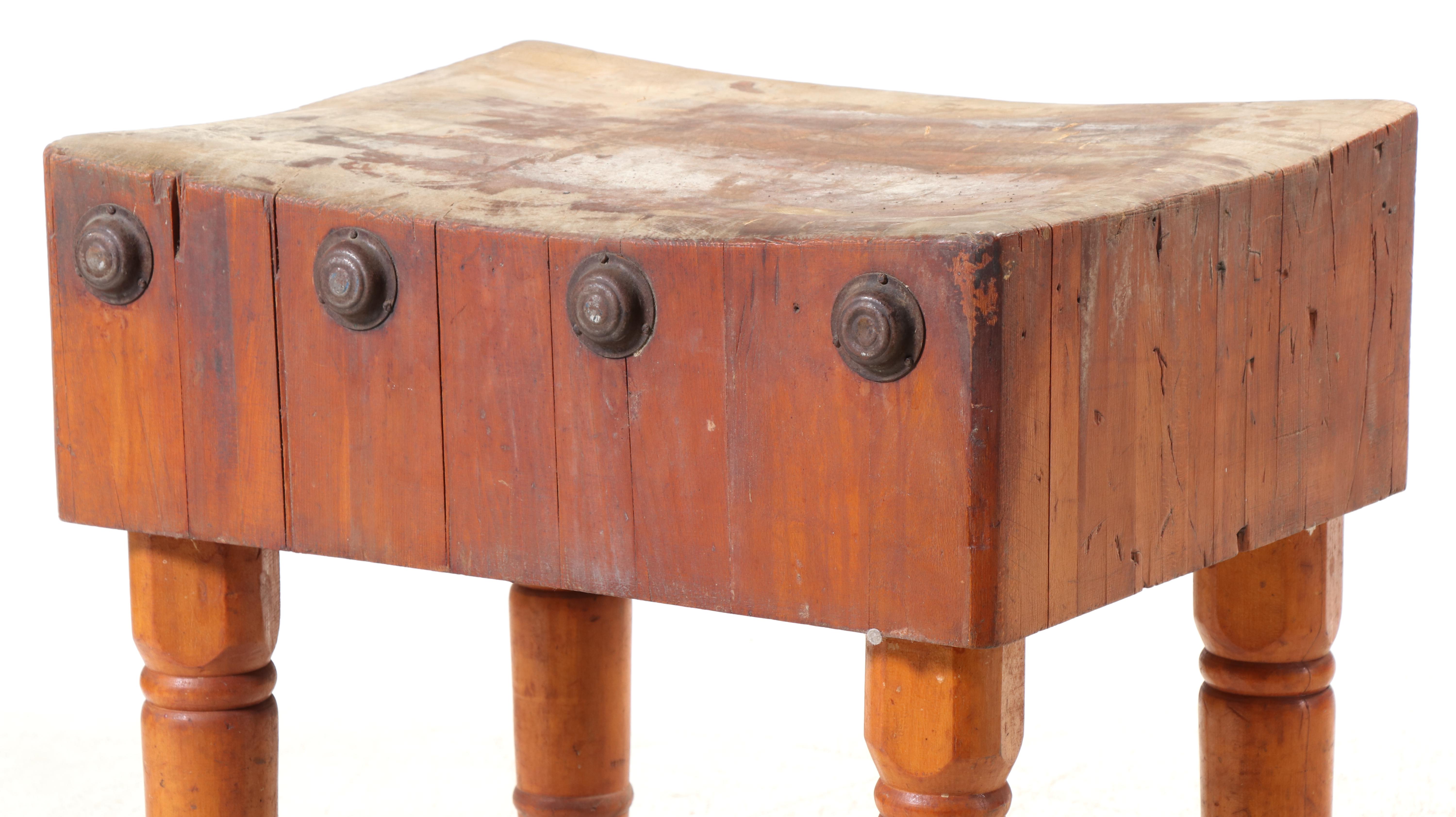American Maple Butcher's Block Table, Early to Mid 20th Century