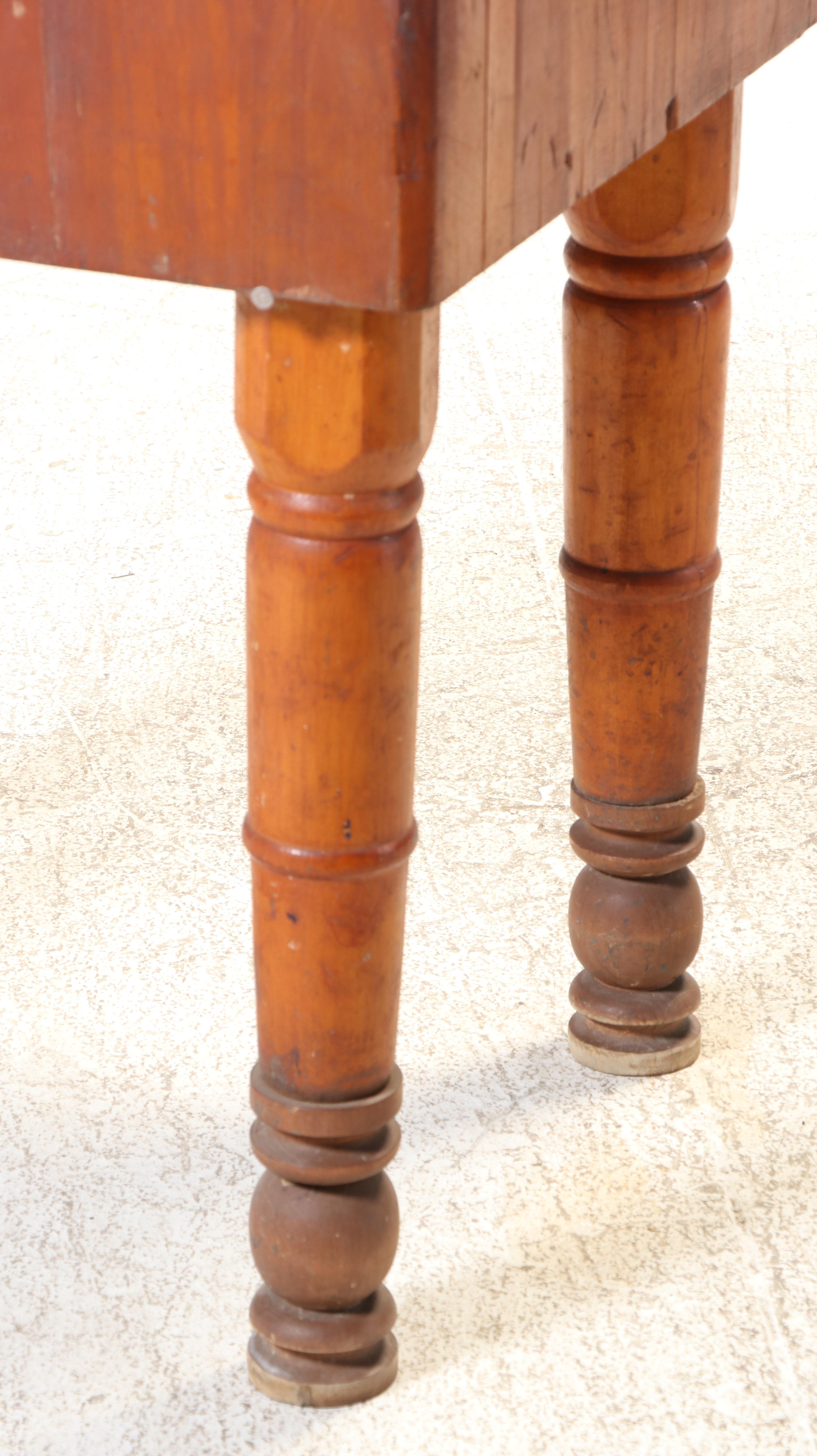 American Maple Butcher's Block Table, Early to Mid 20th Century