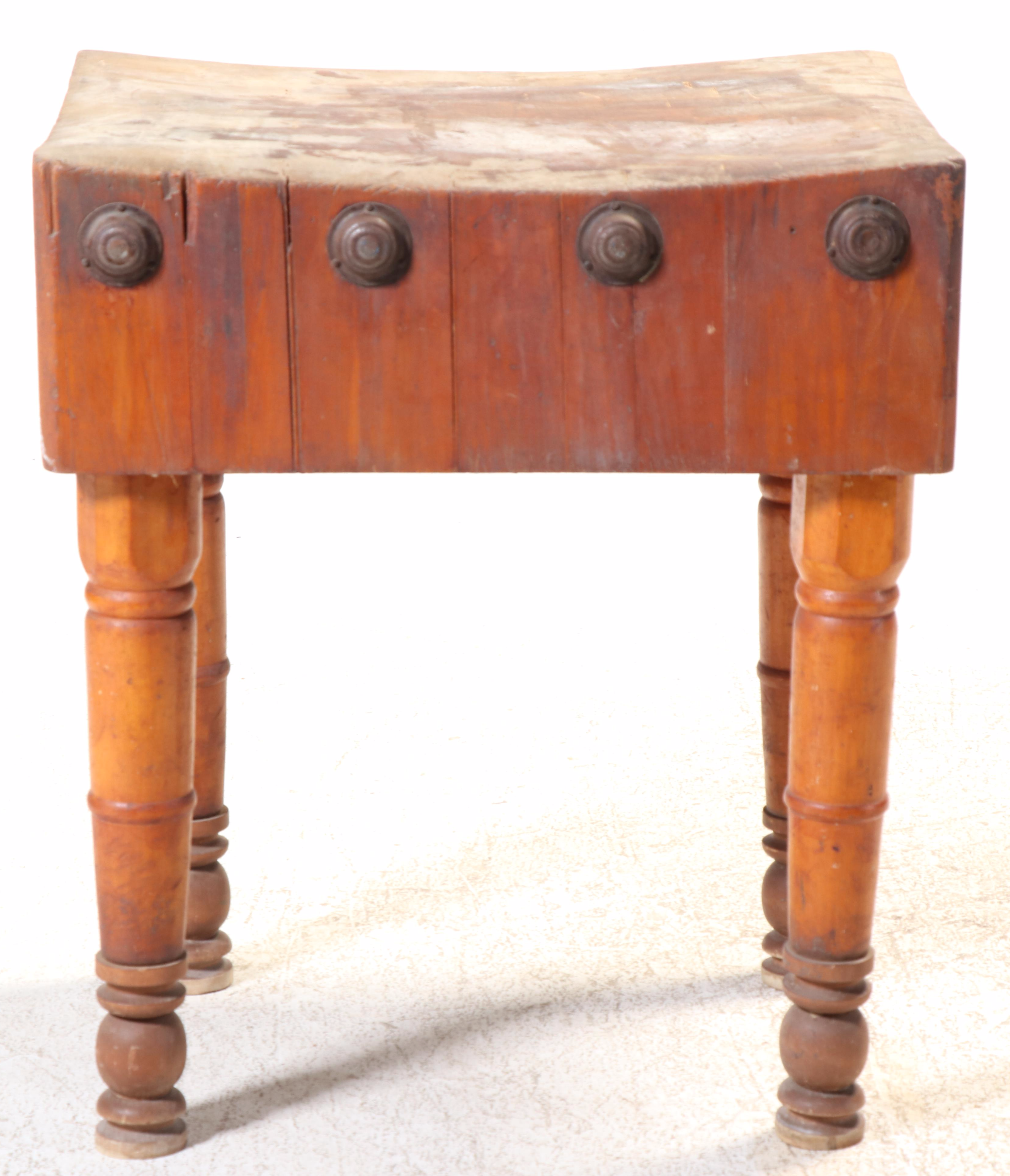 American Maple Butcher's Block Table, Early to Mid 20th Century