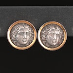 14K Earrings with Fine Silver Ancient Thessaly, Larissa Drachm Reproductions