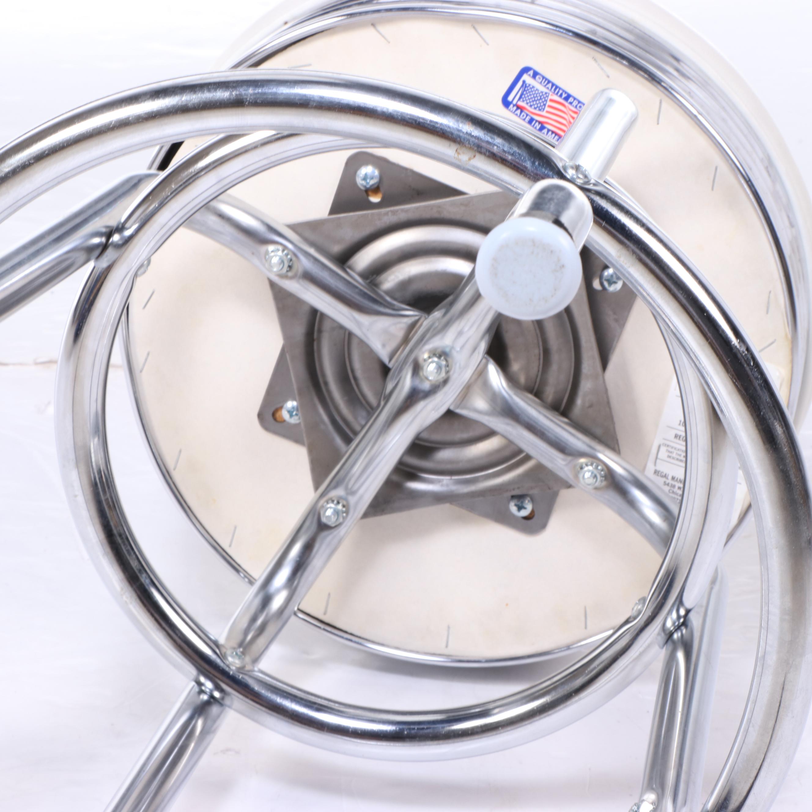 Four Regal Mfg. Co. Modernist Style Chrome and Vinyl Swivel Counter Stools