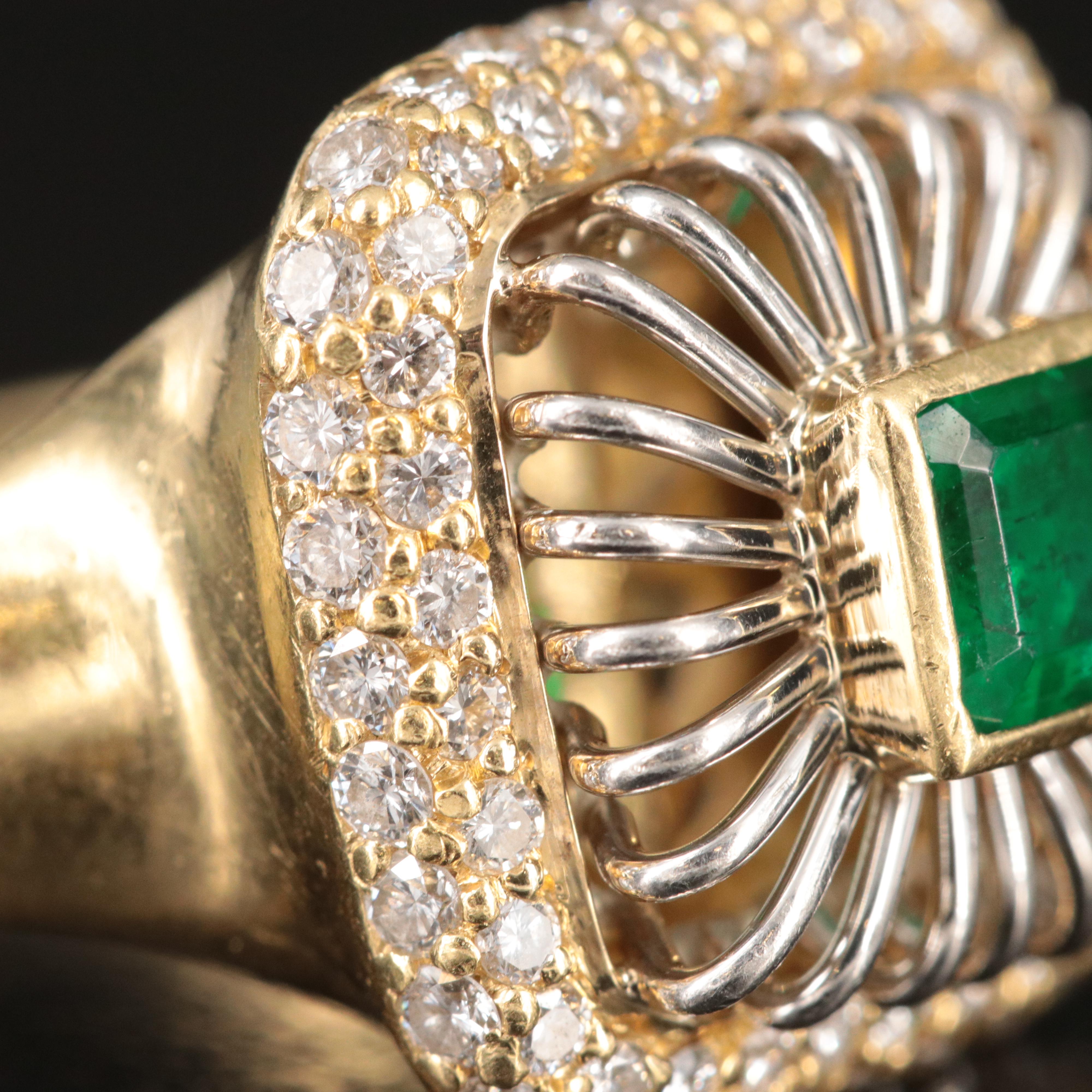 Michael B. 18K, Platinum, Emerald and 0.76 CTW Diamond Ring