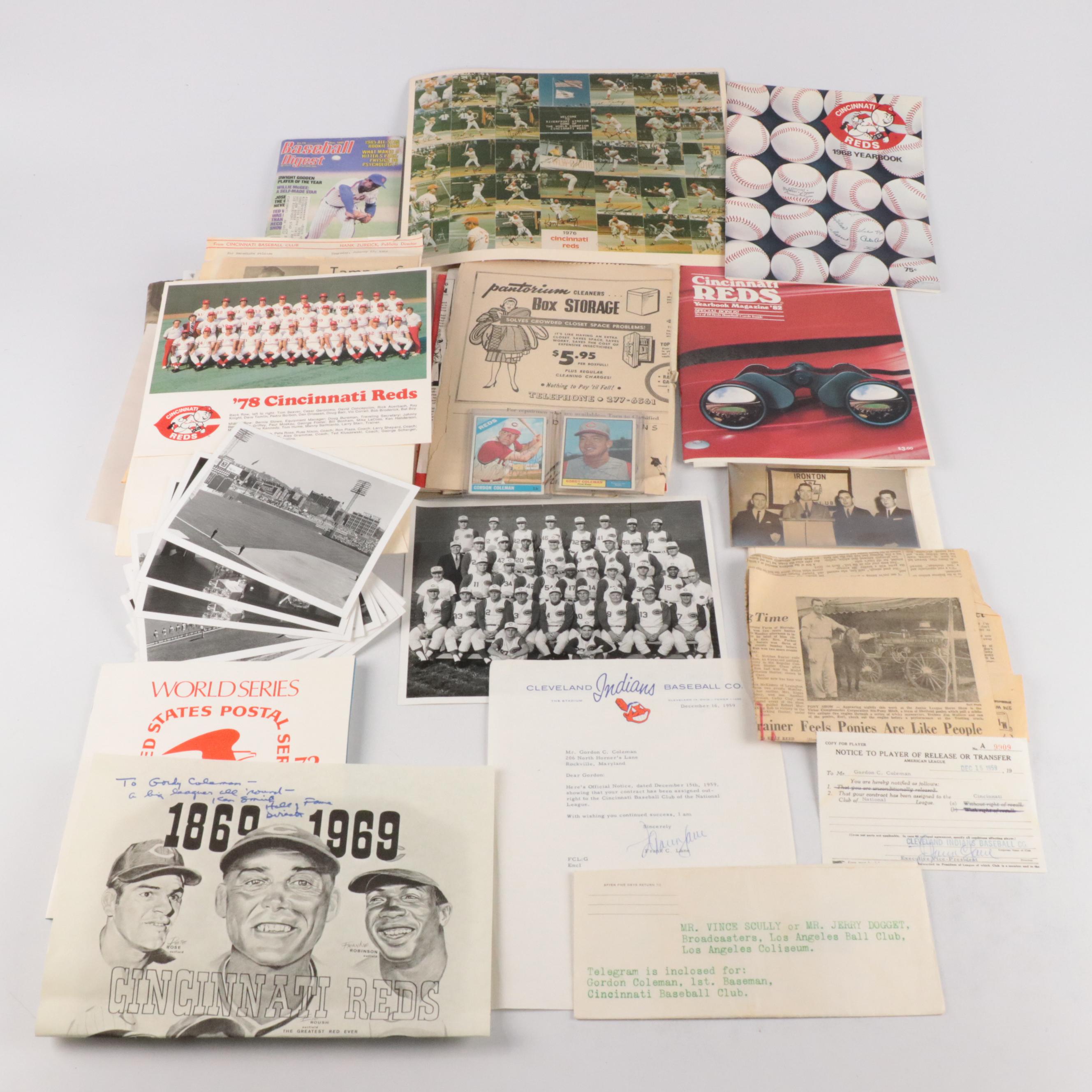 Gordy Coleman Cleveland Indians Trade Notice Signed by Frank Lane with More