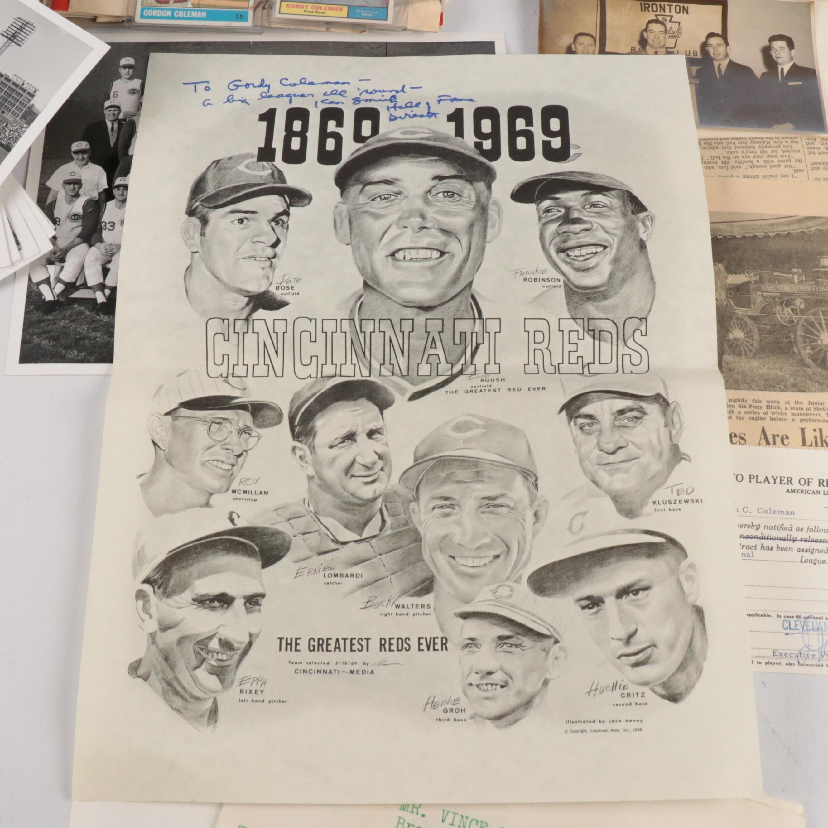 Gordy Coleman Cleveland Indians Trade Notice Signed by Frank Lane with More