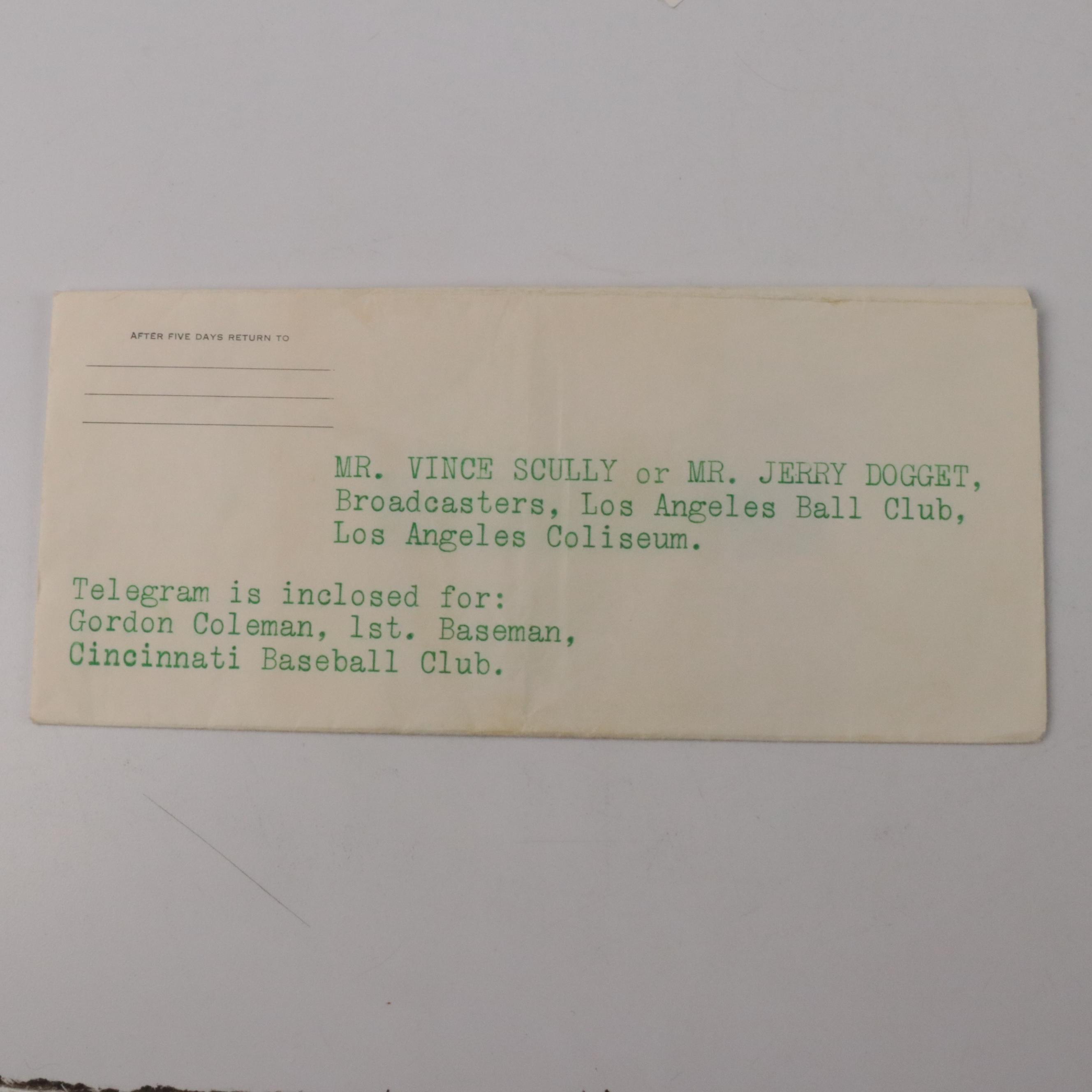 Gordy Coleman Cleveland Indians Trade Notice Signed by Frank Lane with More